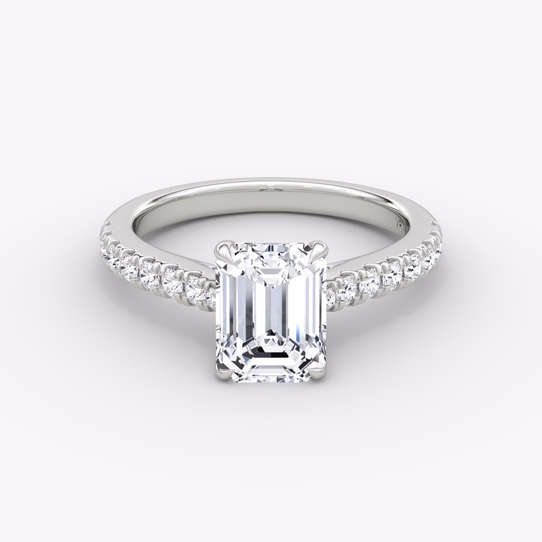 The Trellis Cathedral | Emerald | 18k | White Gold | bandAccent: Pavé | diamondOrientation: vertical | caratWeight: other