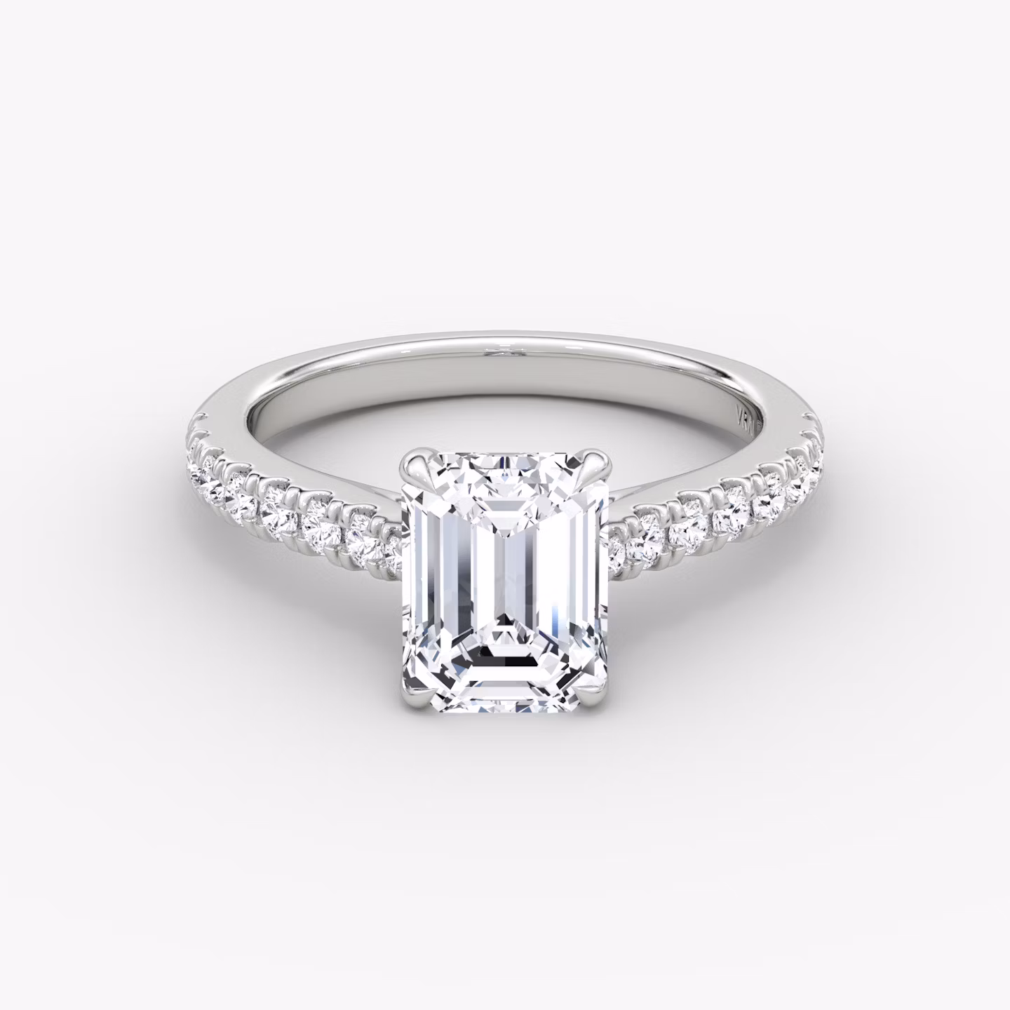 The Trellis Cathedral | Emerald | Platinum | bandAccent: Pavé | diamondOrientation: vertical | caratWeight: other