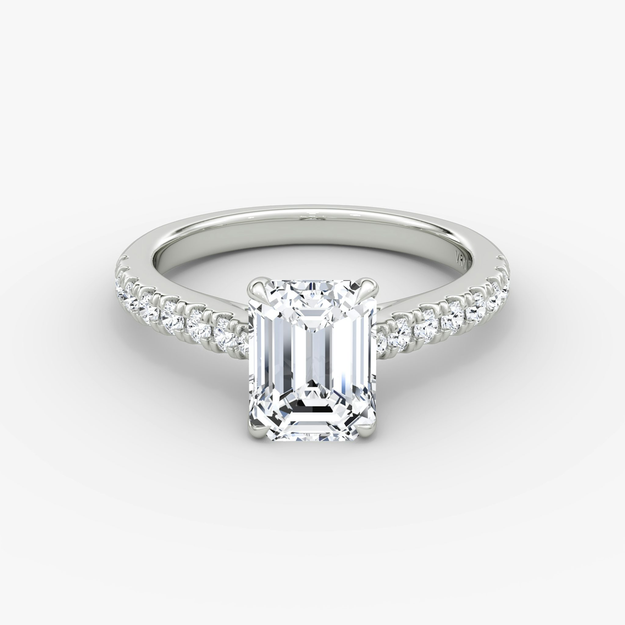 The Trellis Cathedral | Emerald | 18k | White Gold | bandAccent: Pavé | diamondOrientation: vertical | caratWeight: other