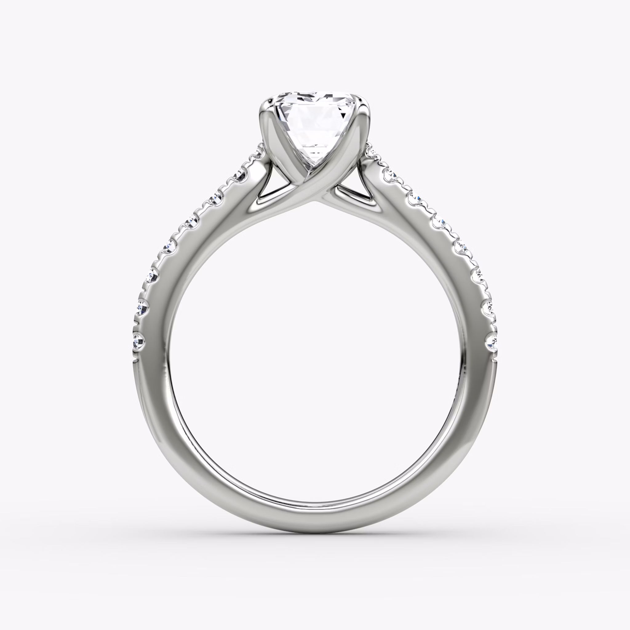 The Trellis Cathedral | Emerald | 18k | White Gold | bandAccent: Pavé | diamondOrientation: vertical | caratWeight: other