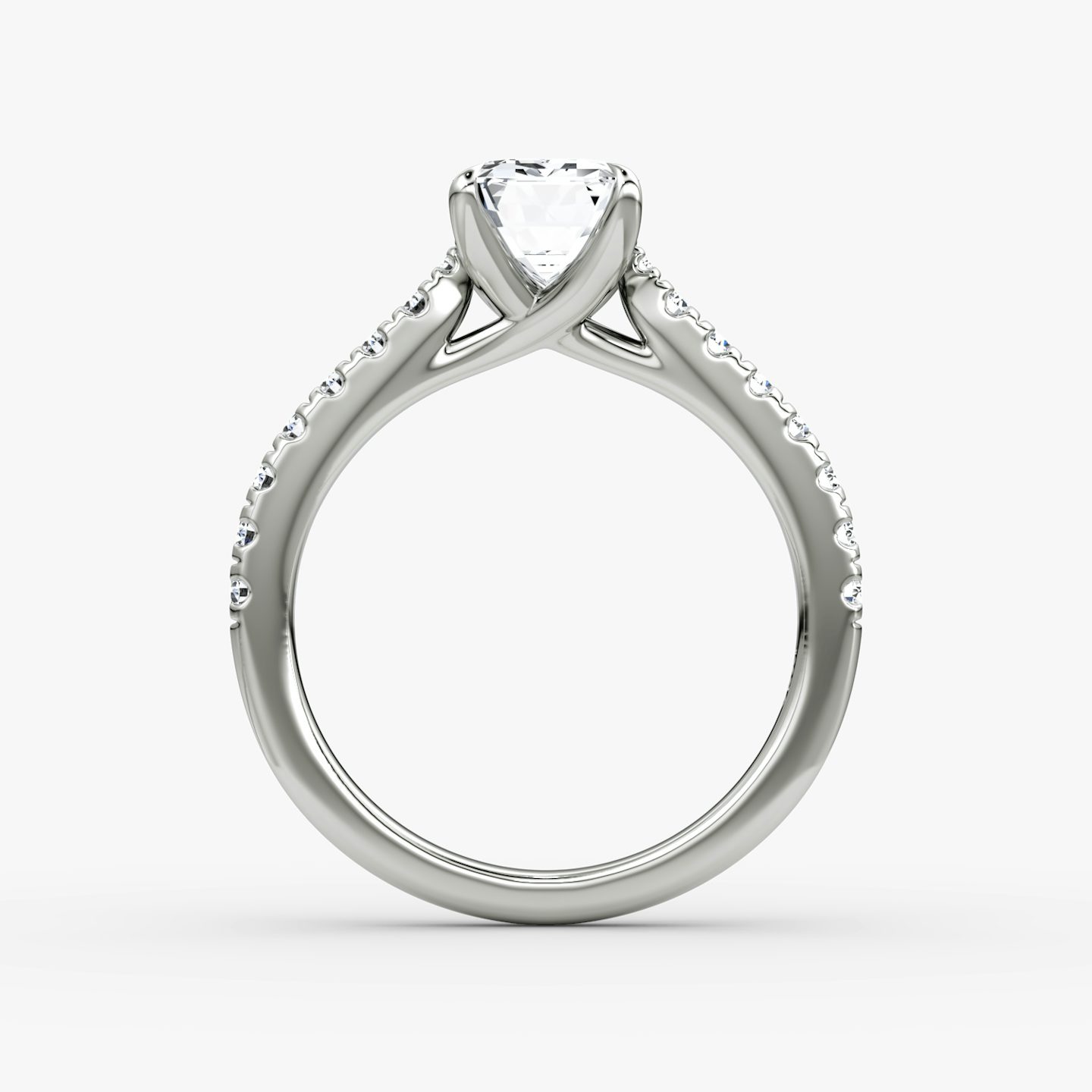 The Trellis Cathedral | Emerald | Platinum | bandAccent: Pavé | diamondOrientation: vertical | caratWeight: other