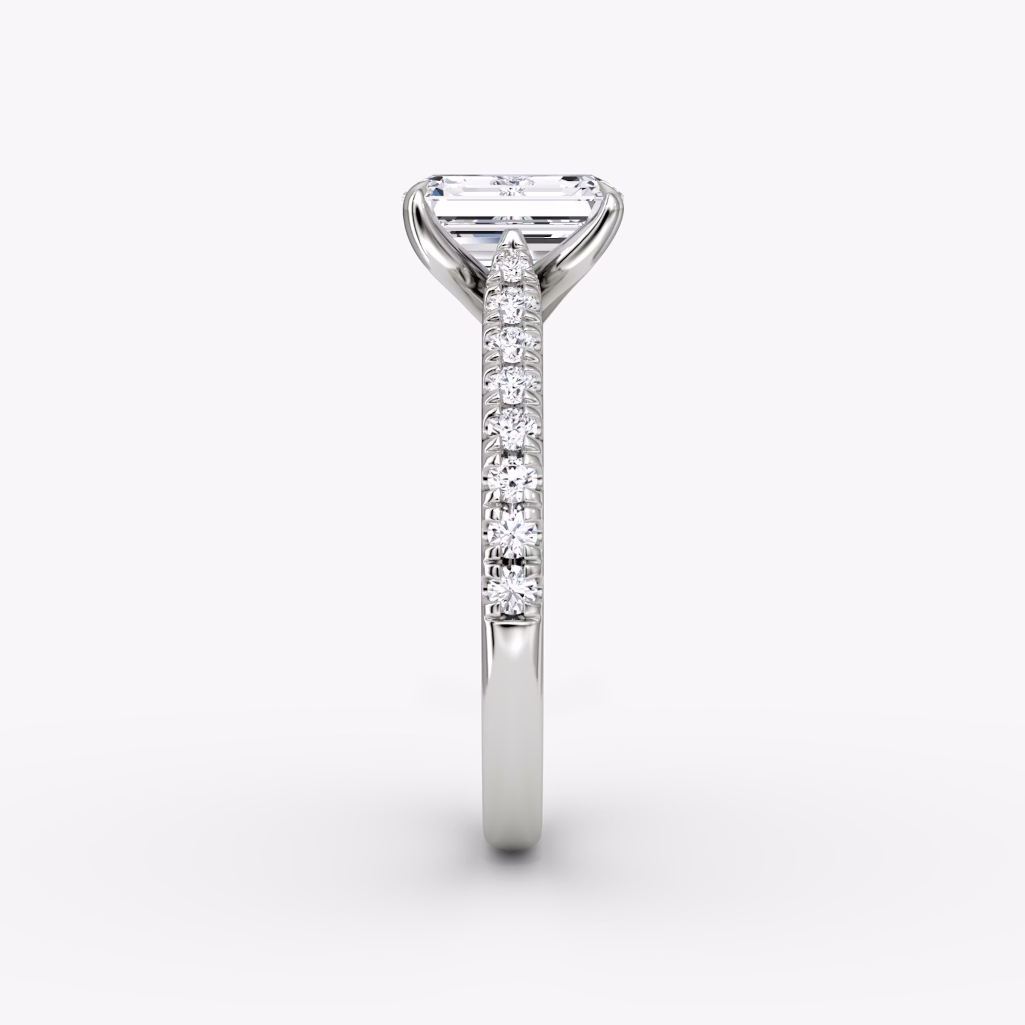 The Trellis Cathedral | Emerald | 18k | White Gold | bandAccent: Pavé | diamondOrientation: vertical | caratWeight: other
