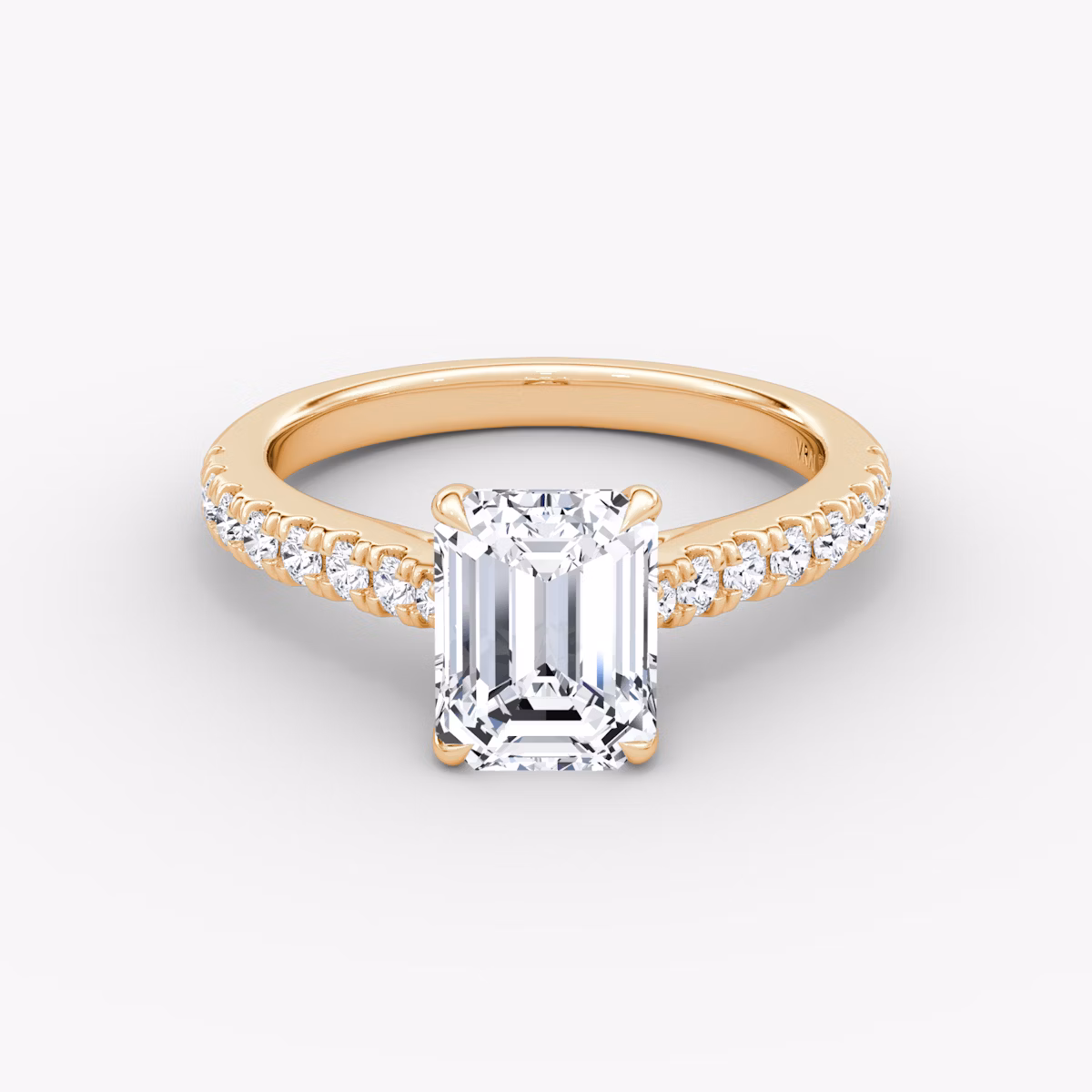 The Trellis Cathedral | Emerald | 14k | Rose Gold | bandAccent: Pavé | diamondOrientation: vertical | caratWeight: other
