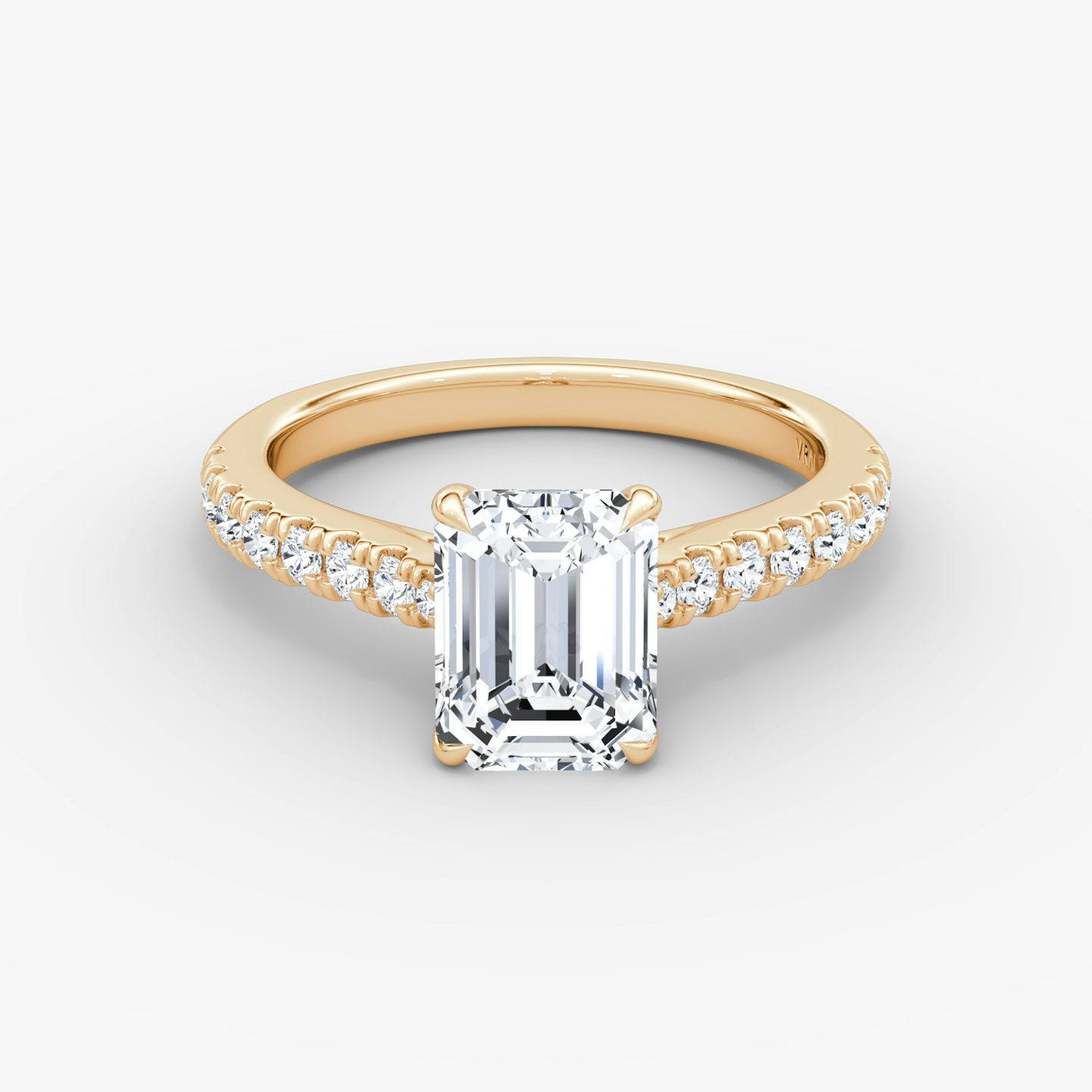 The Trellis Cathedral | Emerald | 14k | Rose Gold | bandAccent: Pavé | diamondOrientation: vertical | caratWeight: other