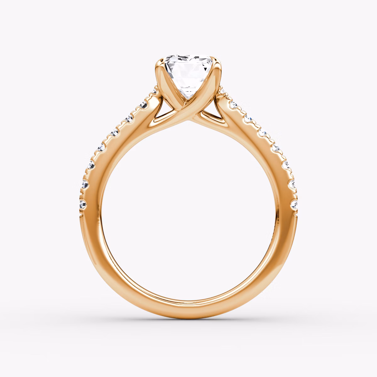 The Trellis Cathedral | Emerald | 14k | Rose Gold | bandAccent: Pavé | diamondOrientation: vertical | caratWeight: other