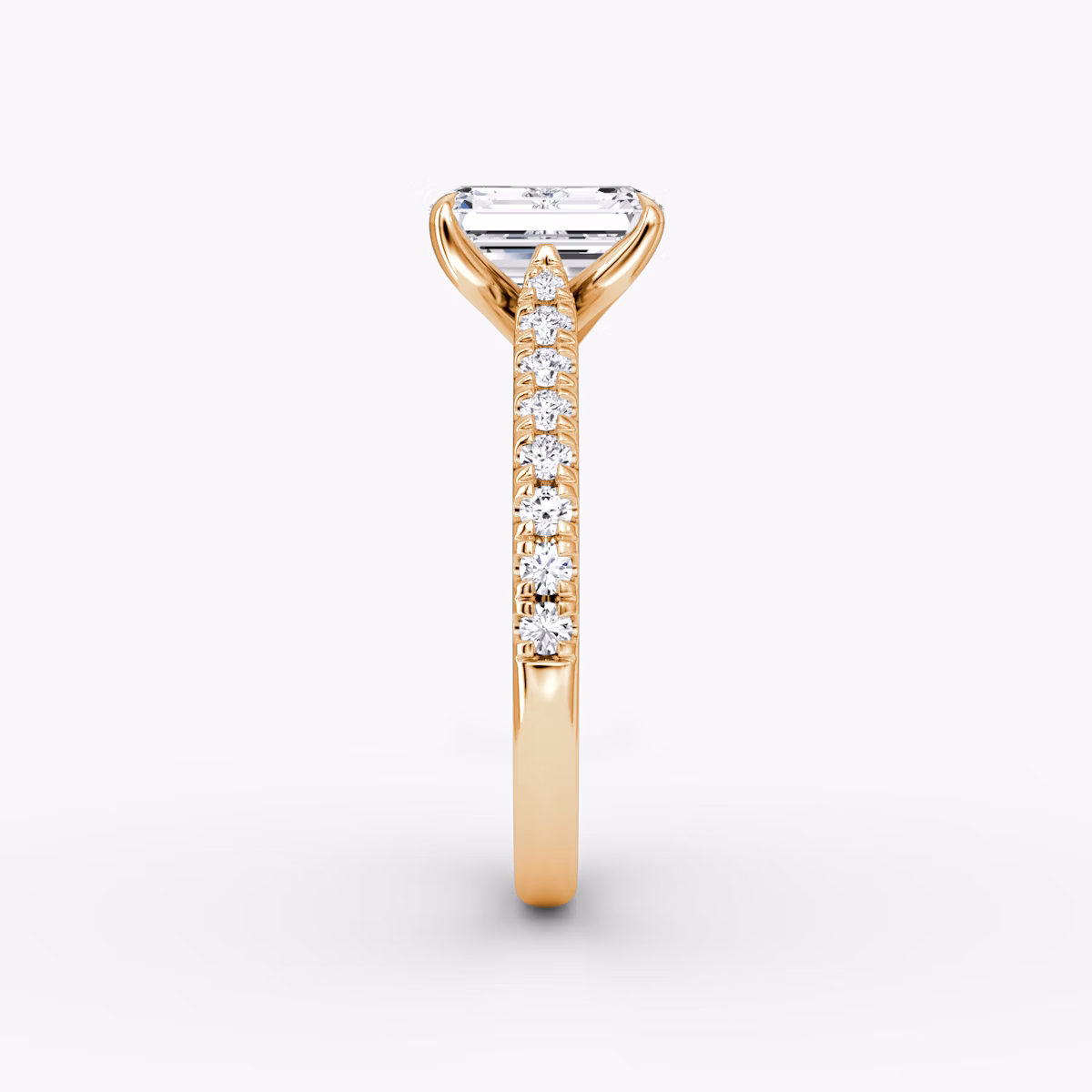 The Trellis Cathedral | Emerald | 14k | Rose Gold | bandAccent: Pavé | diamondOrientation: vertical | caratWeight: other