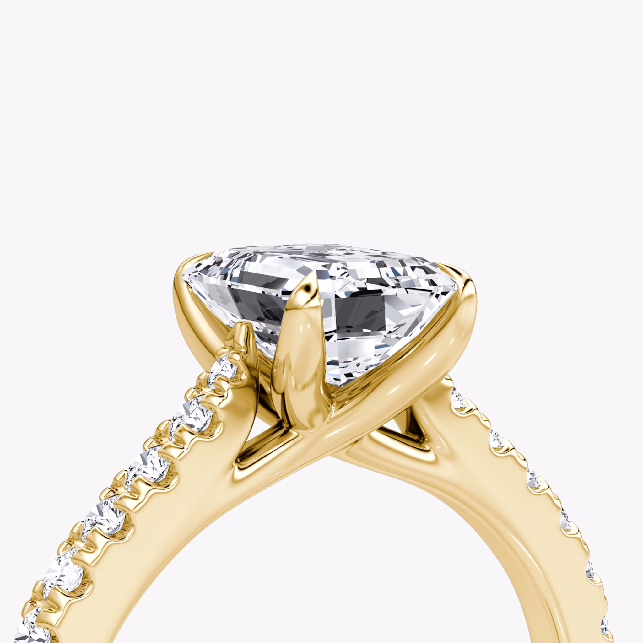 The Trellis Cathedral | Emerald | 18k | Yellow Gold | bandAccent: Pavé | diamondOrientation: vertical | caratWeight: other