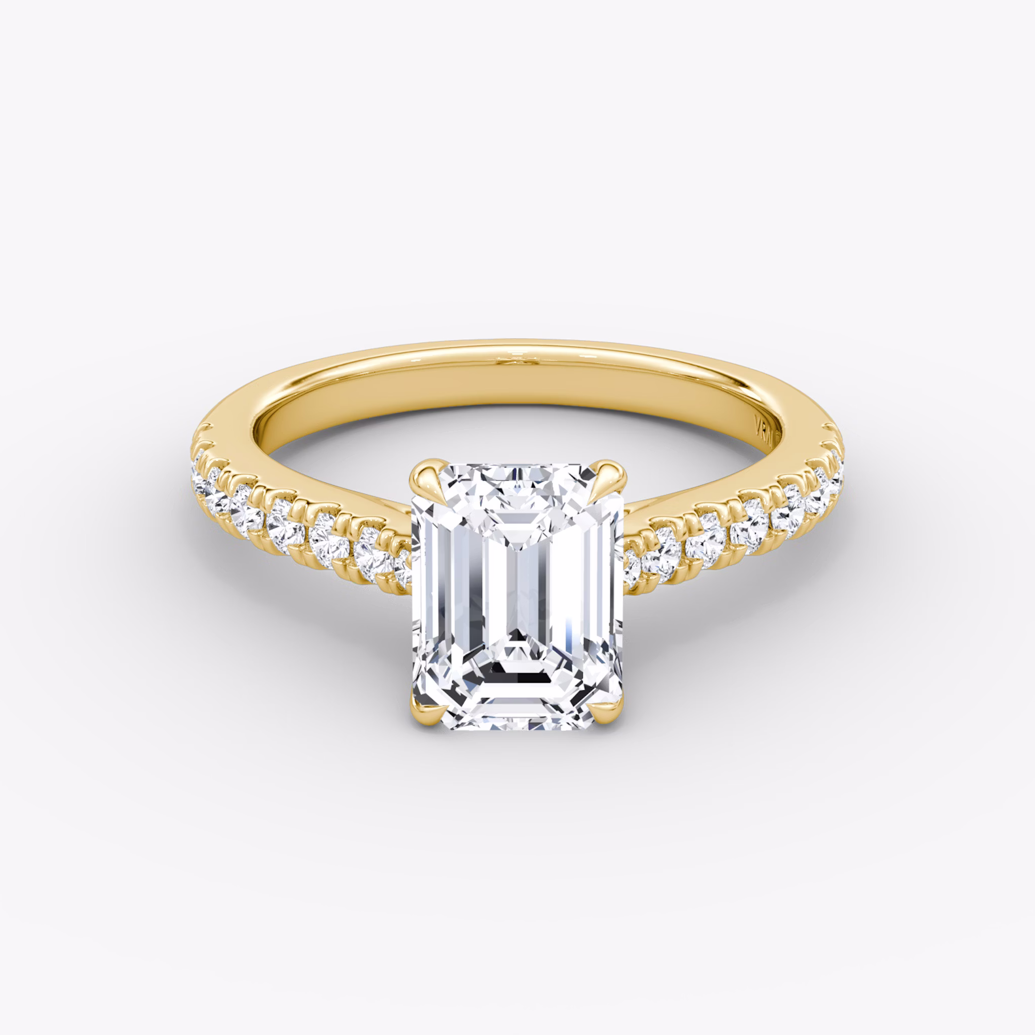 The Trellis Cathedral | Emerald | 18k | Yellow Gold | bandAccent: Pavé | diamondOrientation: vertical | caratWeight: other