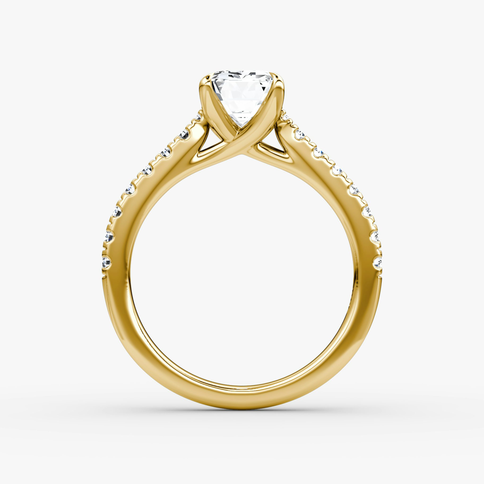 The Trellis Cathedral | Emerald | 18k | Yellow Gold | bandAccent: Pavé | diamondOrientation: vertical | caratWeight: other