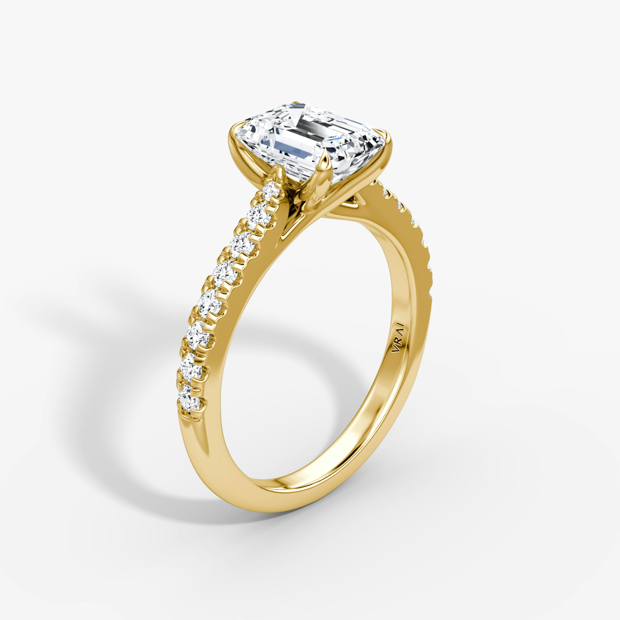 The Trellis Cathedral | Emerald | 18k | Yellow Gold | bandAccent: Pavé | diamondOrientation: vertical | caratWeight: other