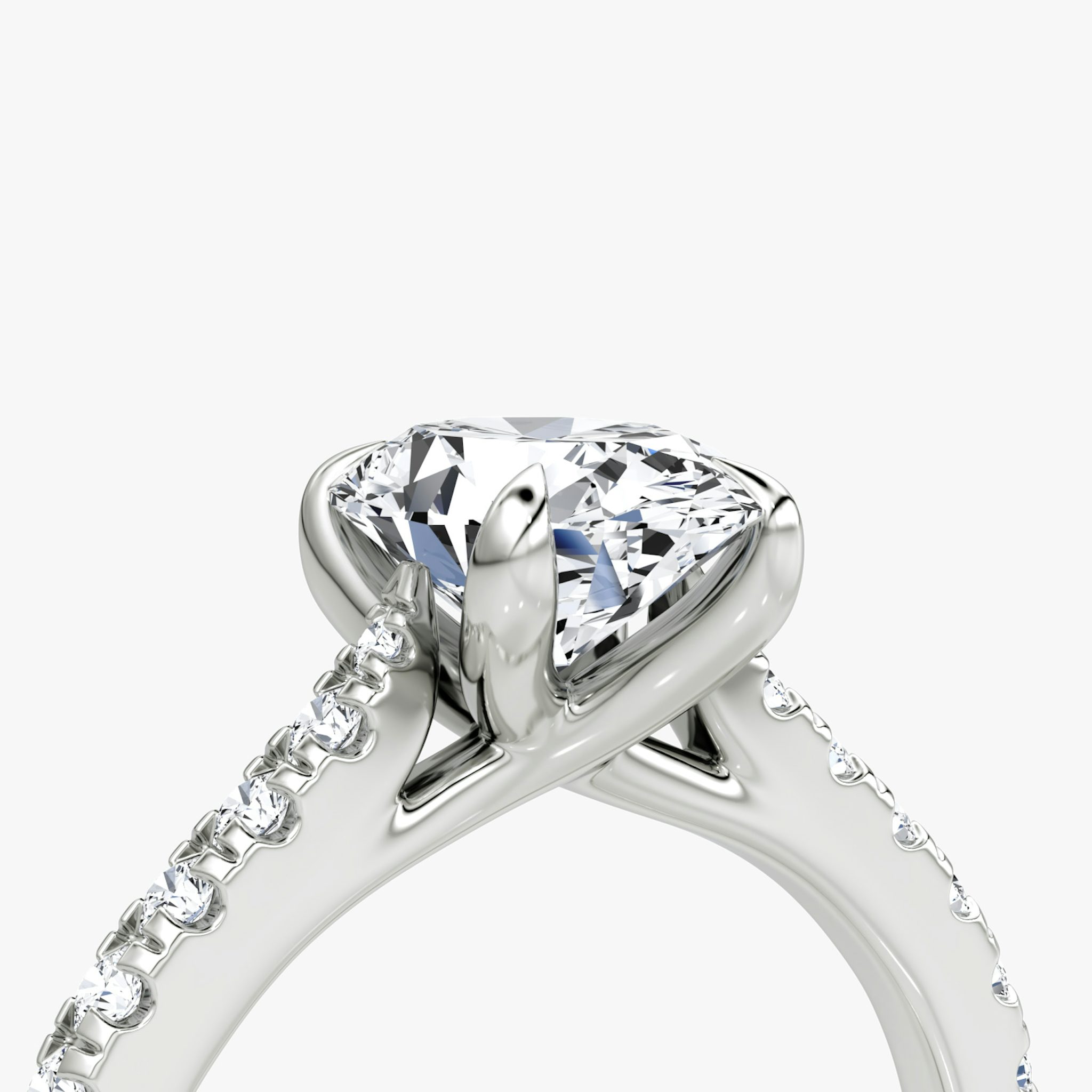 The Trellis Cathedral | Oval | 18k | White Gold | bandAccent: Pavé | diamondOrientation: vertical | caratWeight: other