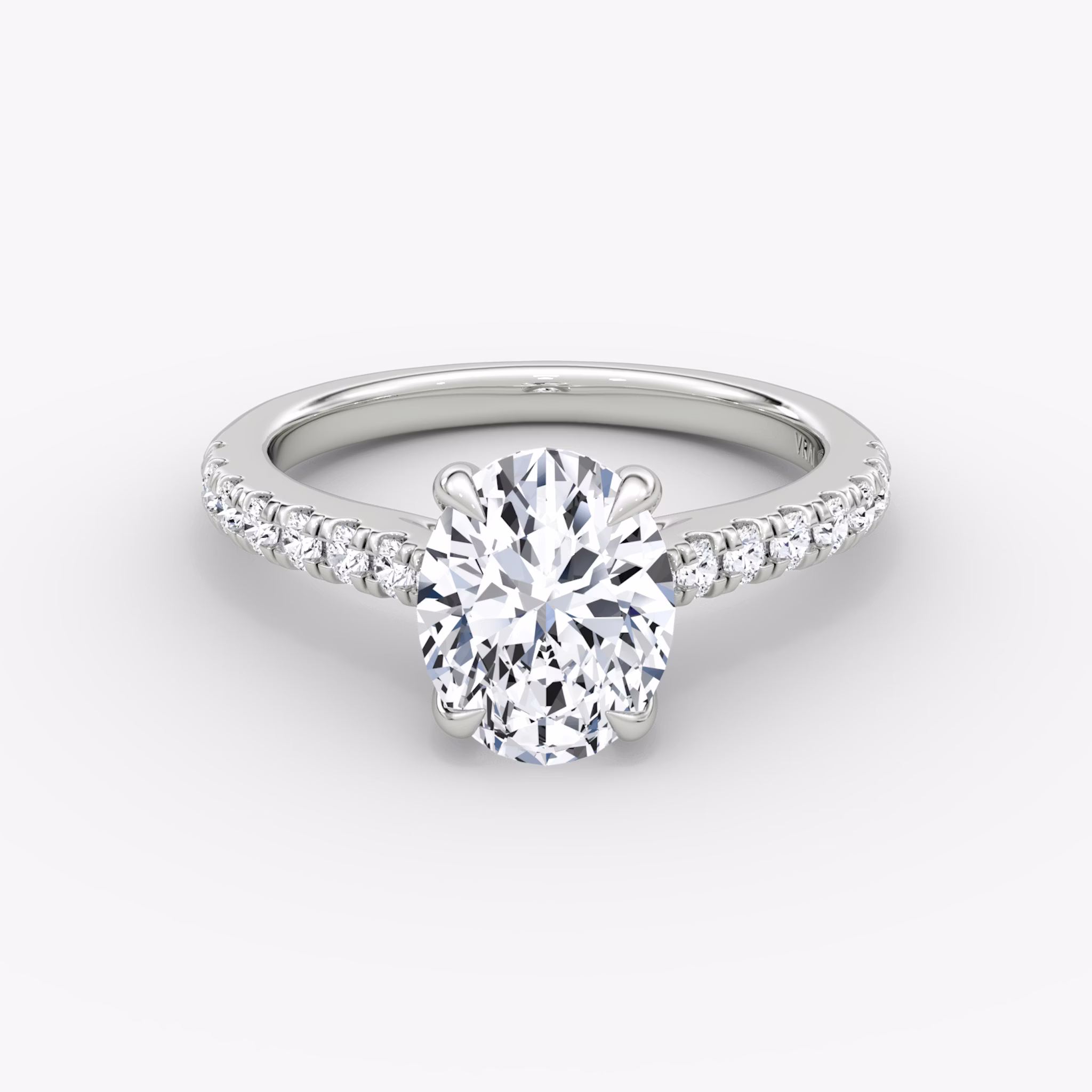 The Trellis Cathedral | Oval | 18k | White Gold | bandAccent: Pavé | diamondOrientation: vertical | caratWeight: other