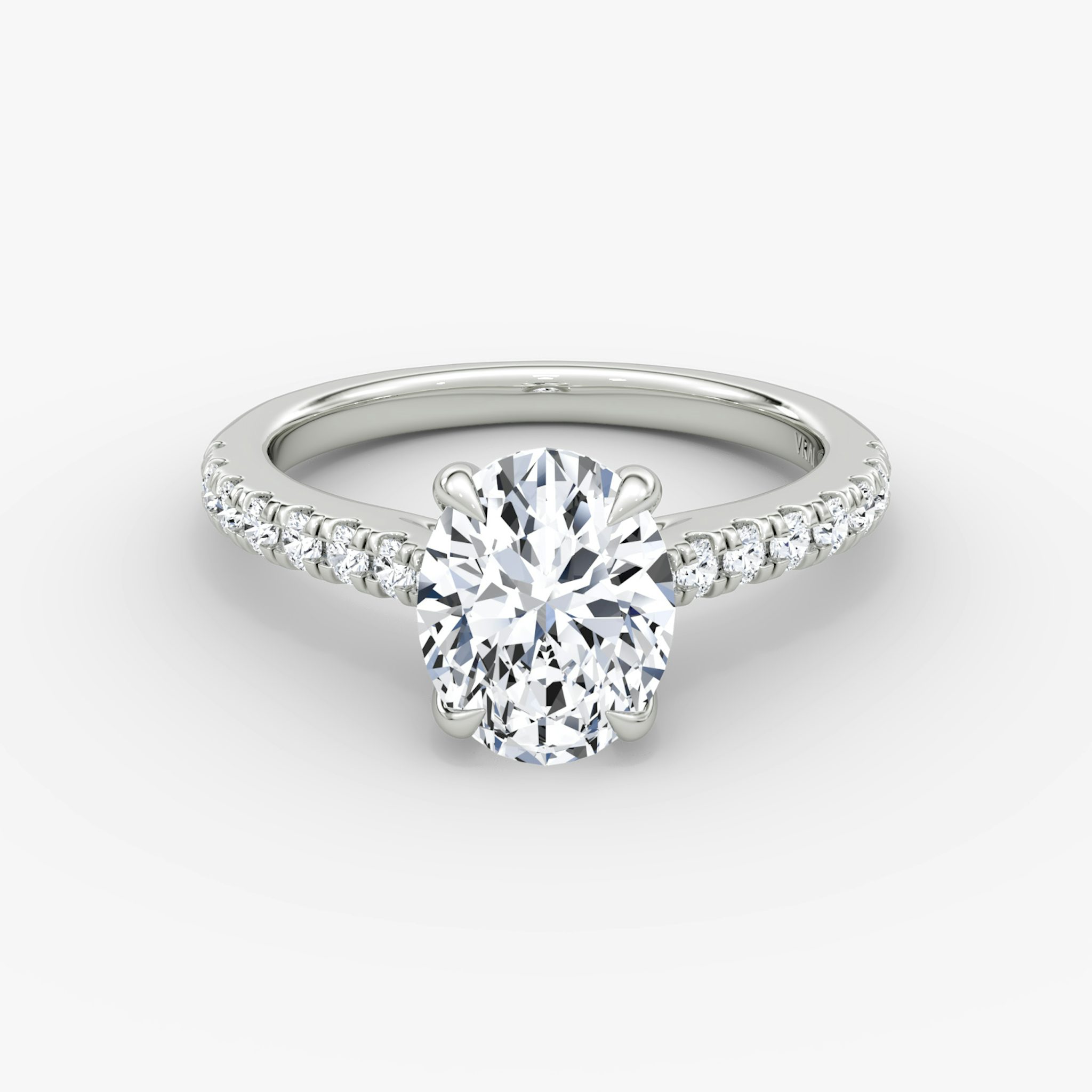 The Trellis Cathedral | Oval | 18k | White Gold | bandAccent: Pavé | diamondOrientation: vertical | caratWeight: other