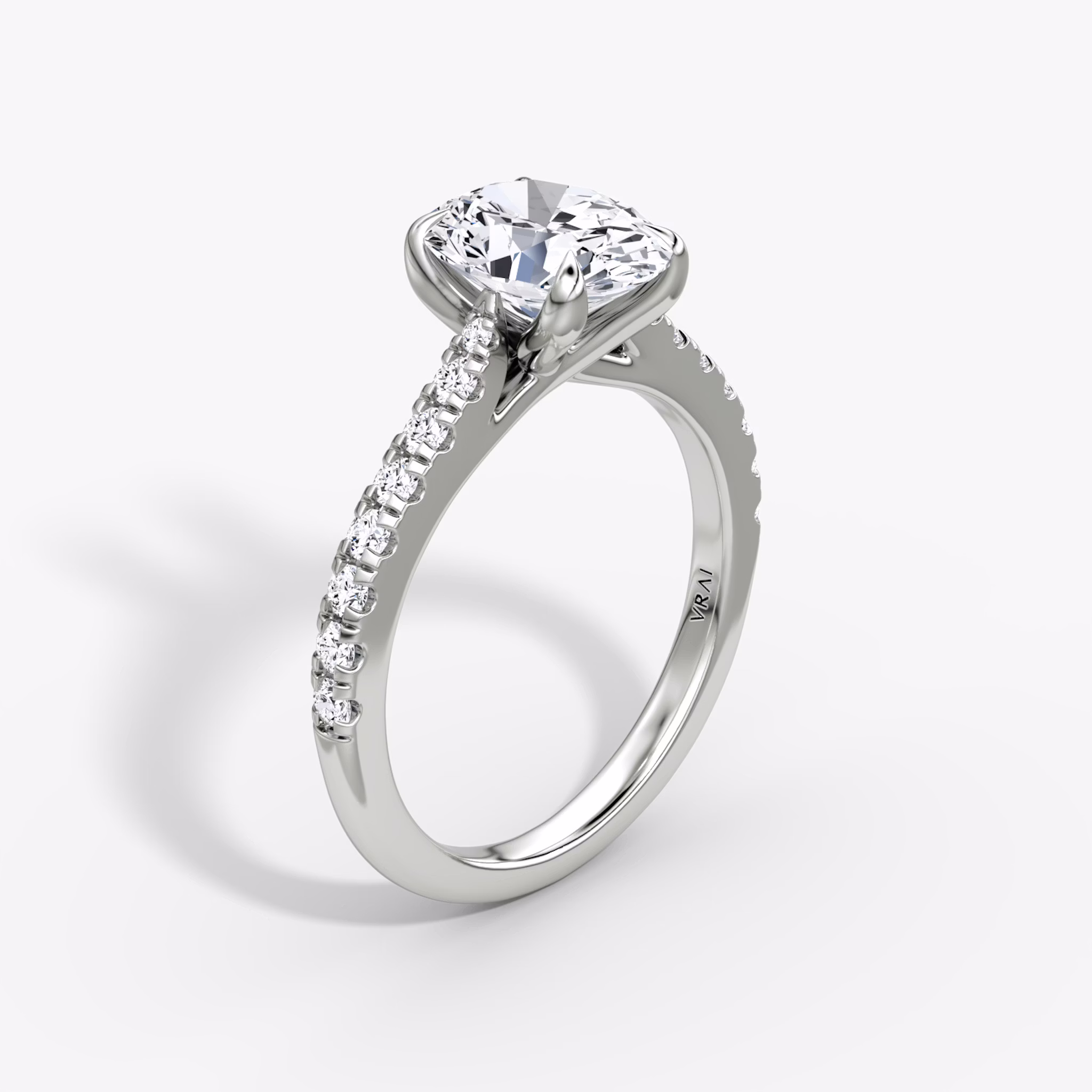 The Trellis Cathedral | Oval | 18k | White Gold | bandAccent: Pavé | diamondOrientation: vertical | caratWeight: other