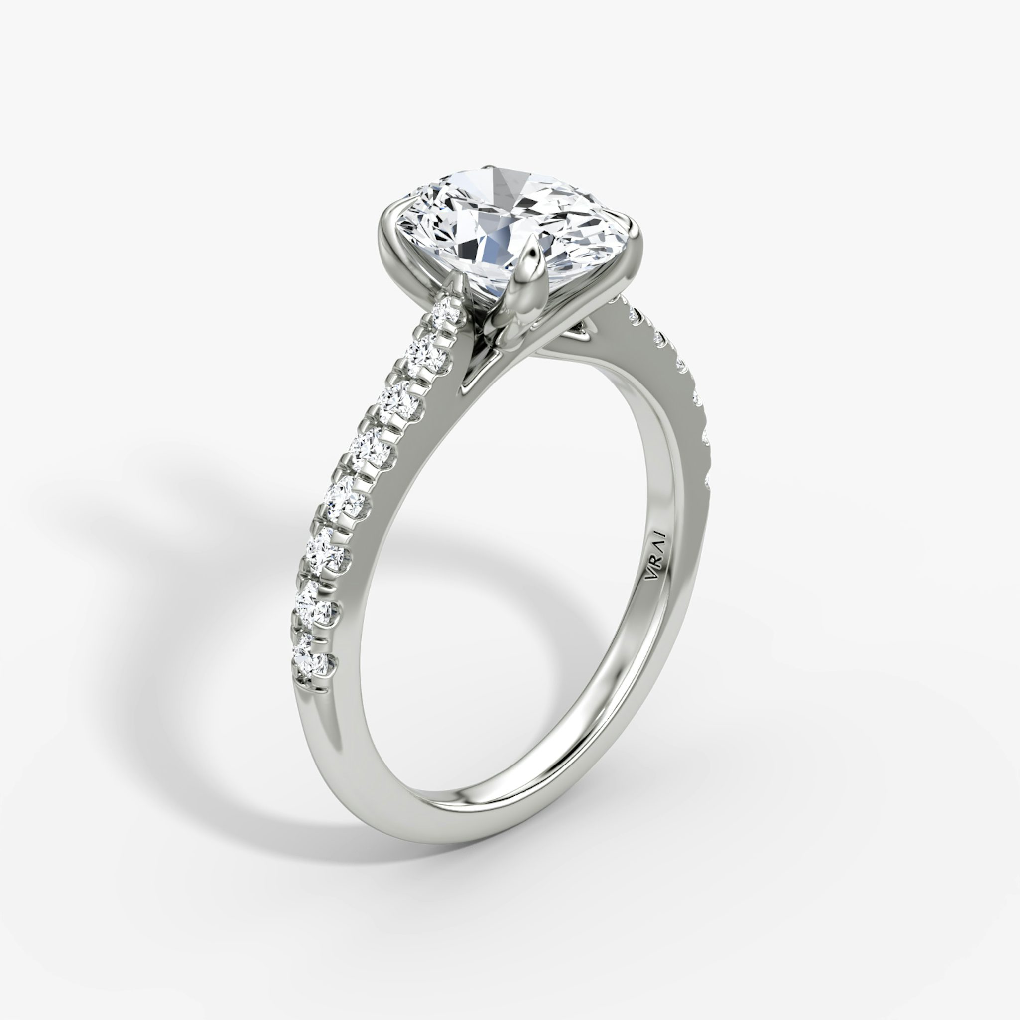 The Trellis Cathedral | Oval | 18k | White Gold | bandAccent: Pavé | diamondOrientation: vertical | caratWeight: other