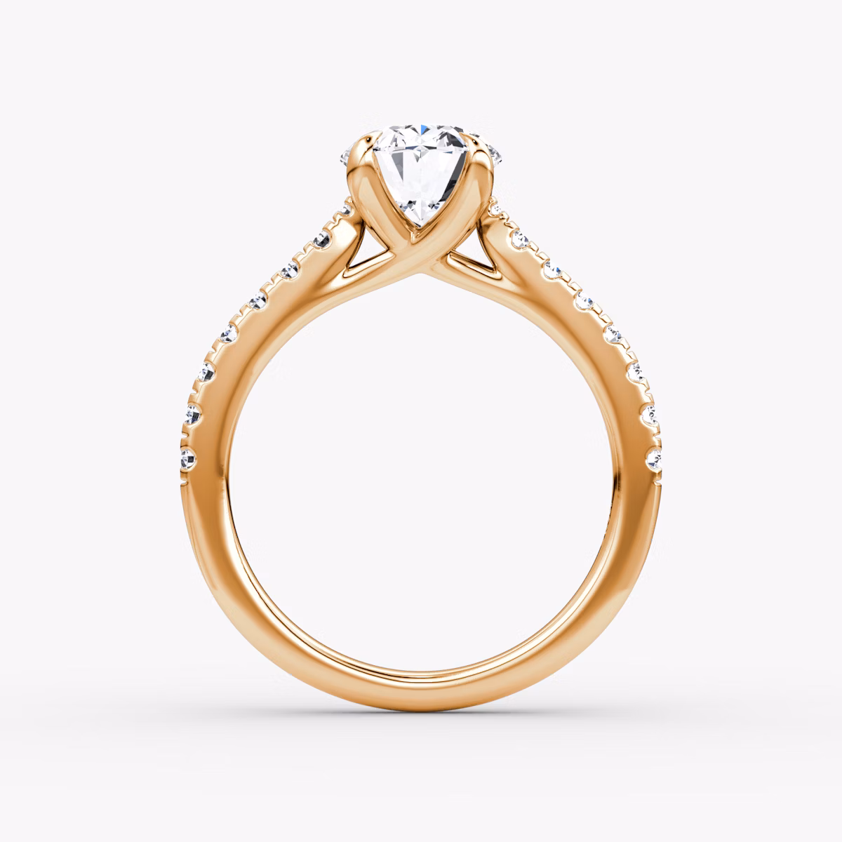The Trellis Cathedral | Oval | 14k | Rose Gold | bandAccent: Pavé | diamondOrientation: vertical | caratWeight: other