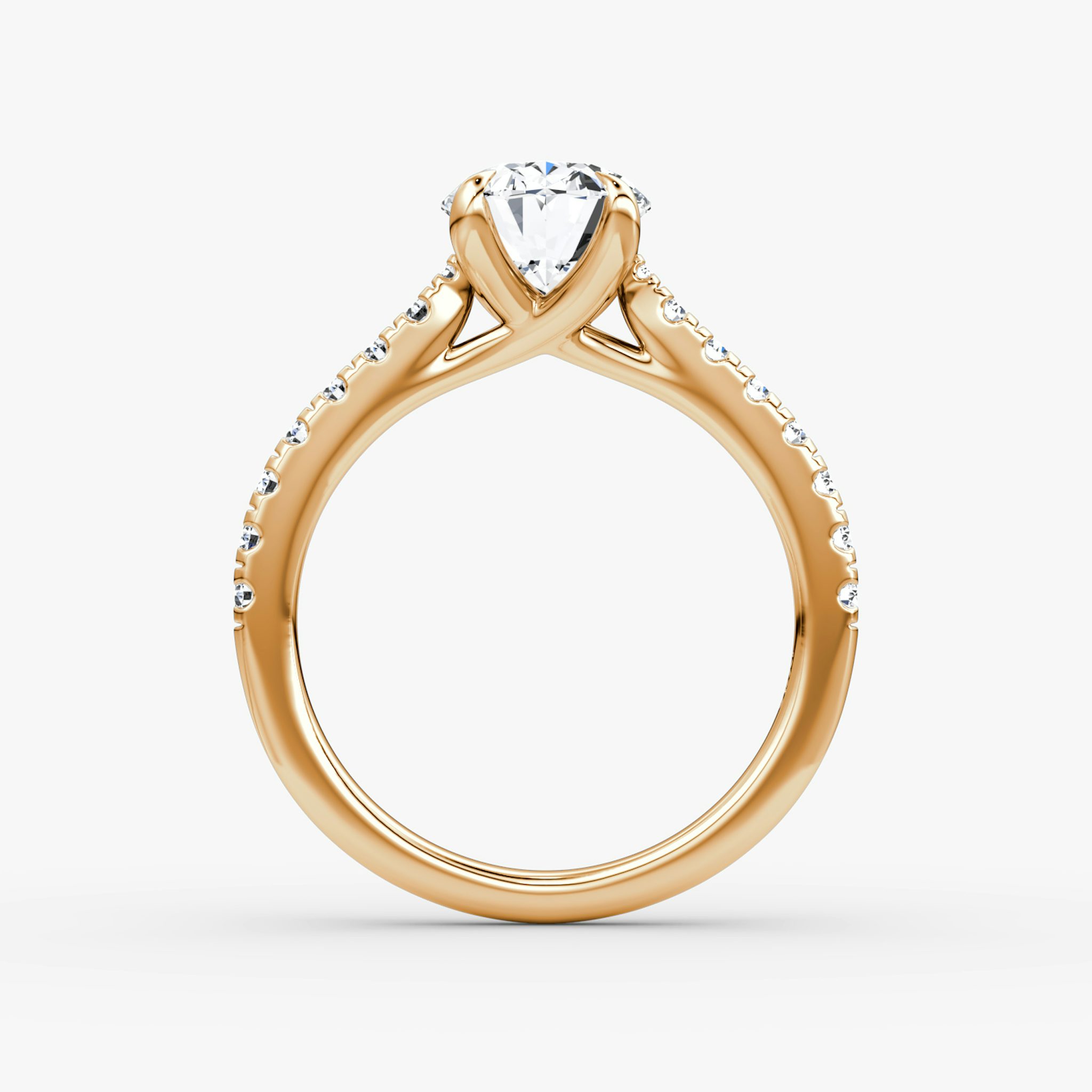 The Trellis Cathedral | Oval | 14k | Rose Gold | bandAccent: Pavé | diamondOrientation: vertical | caratWeight: other