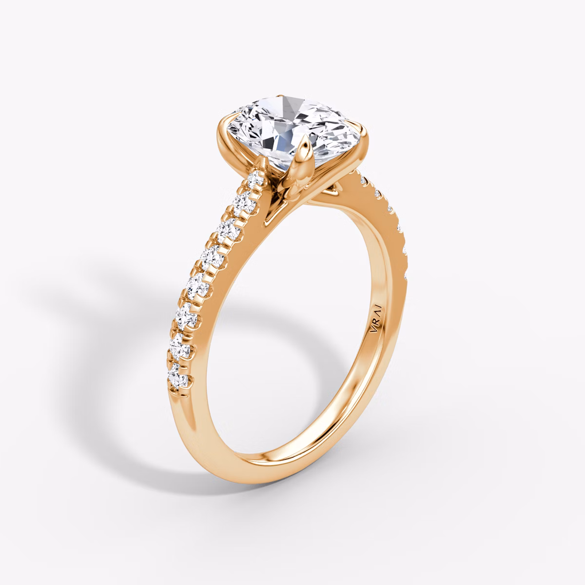 The Trellis Cathedral | Oval | 14k | Rose Gold | bandAccent: Pavé | diamondOrientation: vertical | caratWeight: other