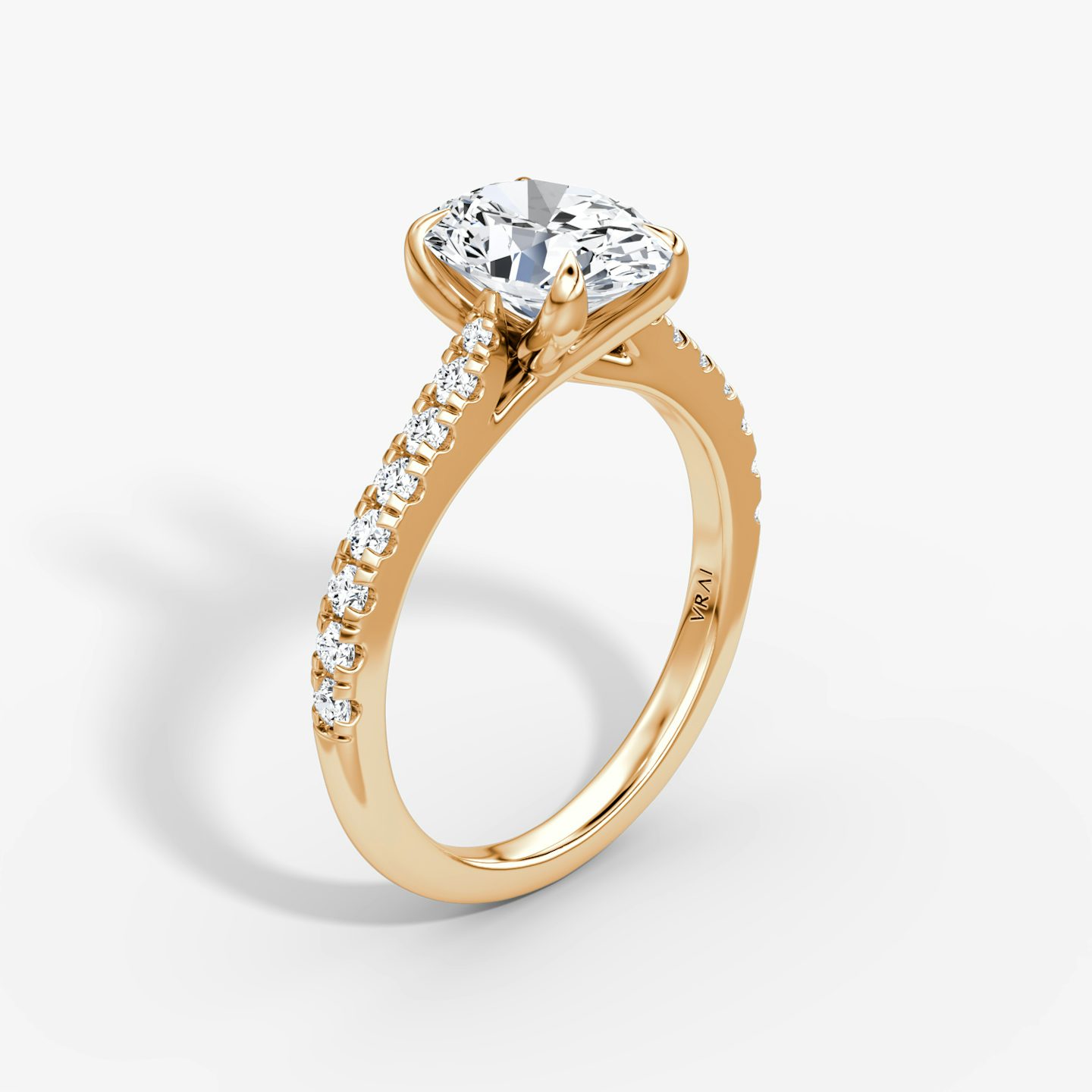 The Trellis Cathedral | Oval | 14k | Rose Gold | bandAccent: Pavé | diamondOrientation: vertical | caratWeight: other