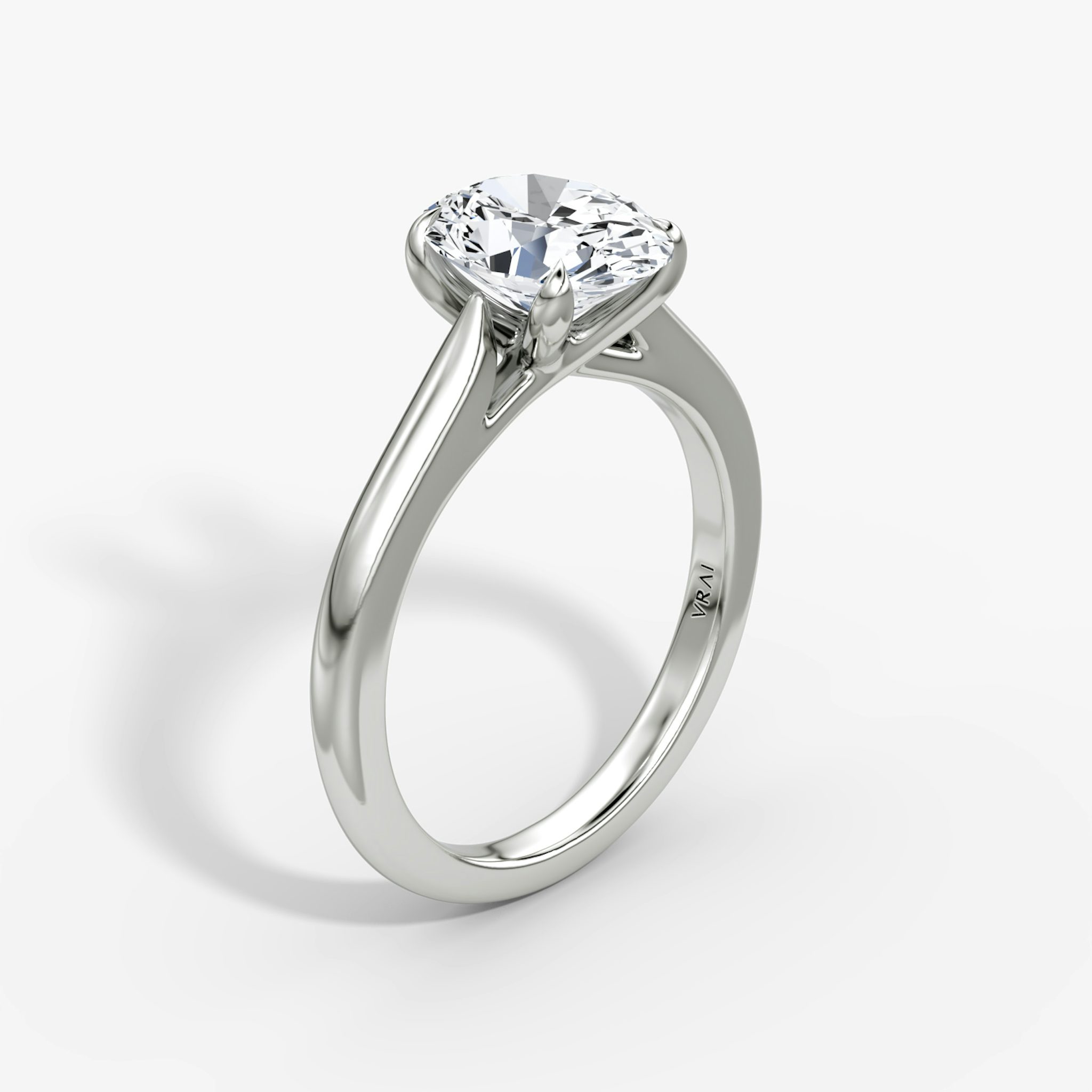 The Trellis Cathedral | Oval | 18k | White Gold | bandAccent: Plain | diamondOrientation: vertical | caratWeight: other