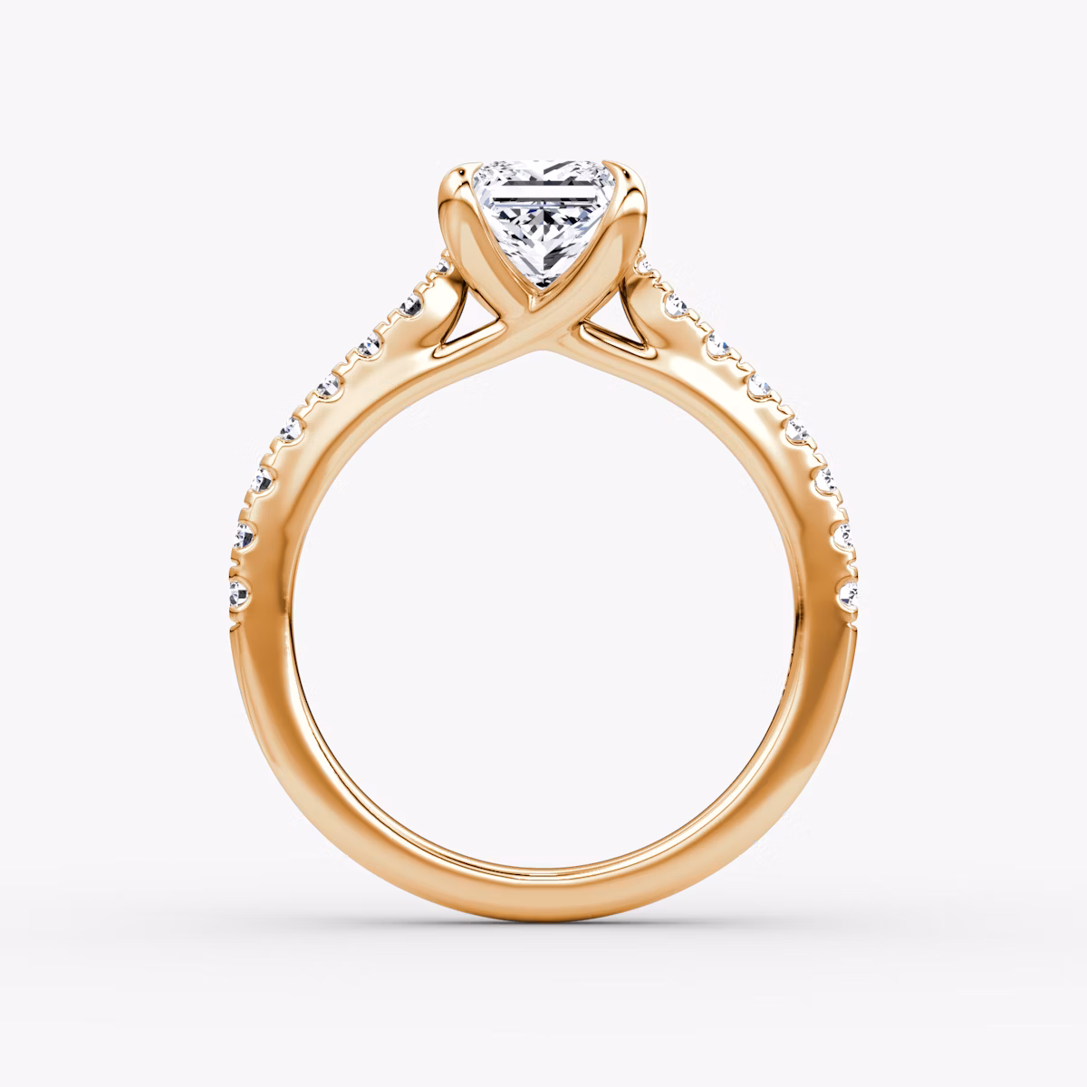 The Trellis Cathedral | Princess | 14k | Rose Gold | bandAccent: Pavé | diamondOrientation: vertical | caratWeight: other