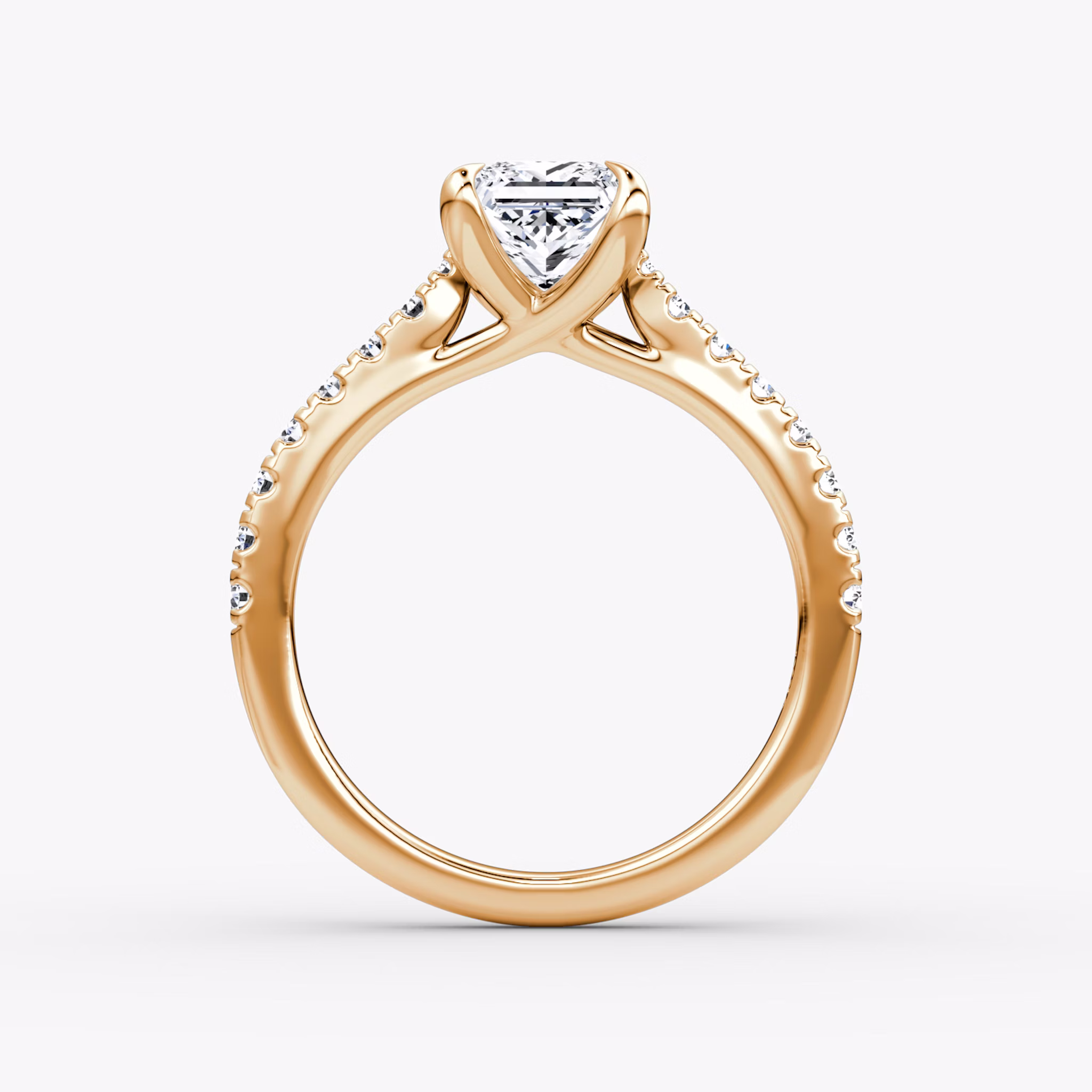 The Trellis Cathedral | Princess | 14k | Rose Gold | bandAccent: Pavé | diamondOrientation: vertical | caratWeight: other