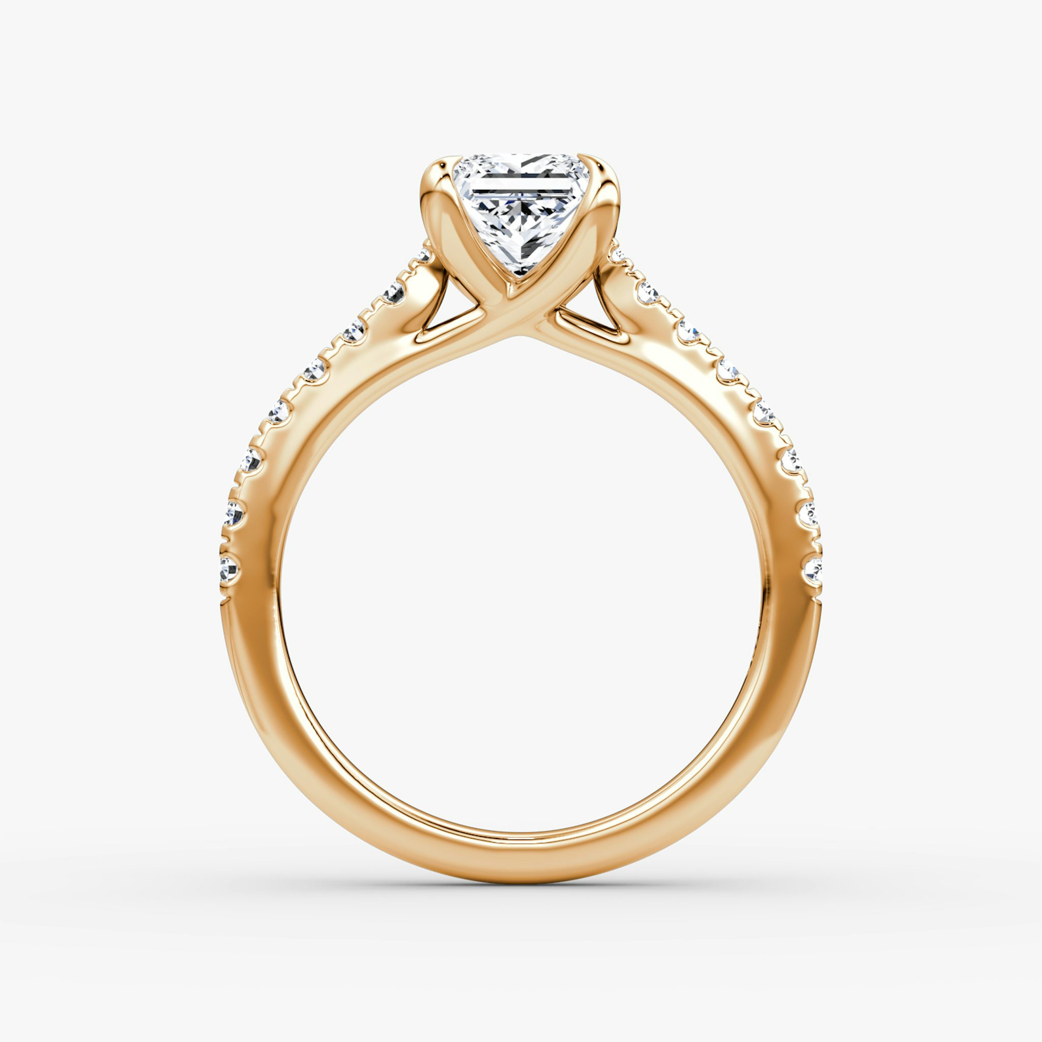 The Trellis Cathedral | Princess | 14k | Rose Gold | bandAccent: Pavé | diamondOrientation: vertical | caratWeight: other