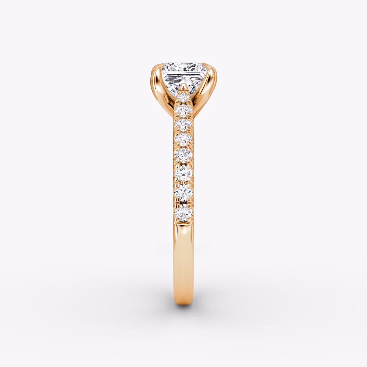 The Trellis Cathedral | Princess | 14k | Rose Gold | bandAccent: Pavé | diamondOrientation: vertical | caratWeight: other