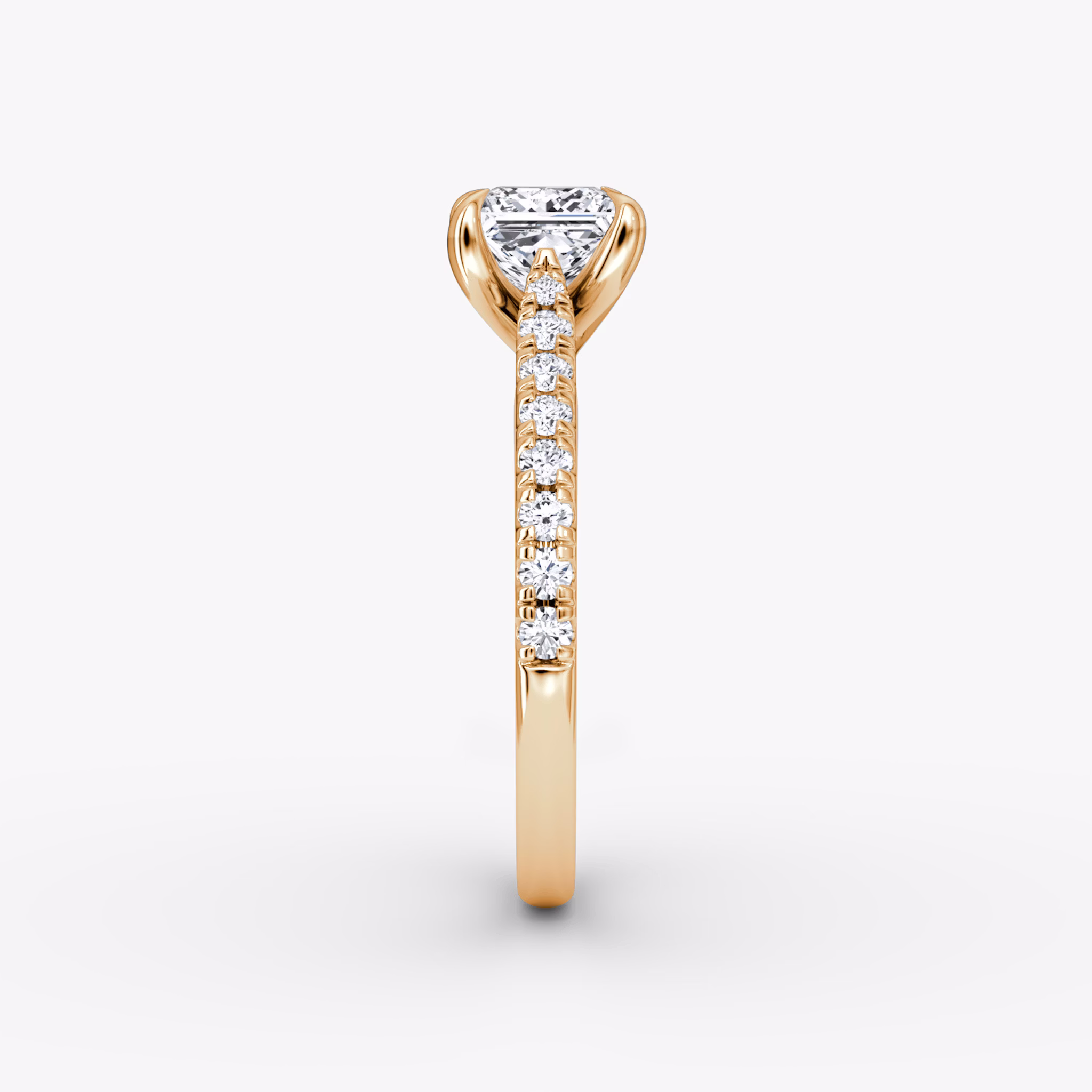 The Trellis Cathedral | Princess | 14k | Rose Gold | bandAccent: Pavé | diamondOrientation: vertical | caratWeight: other