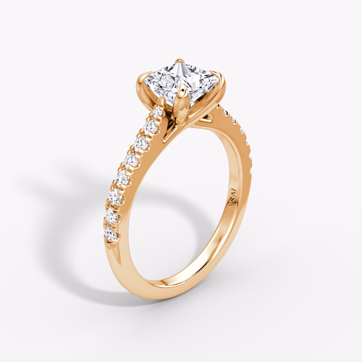 The Trellis Cathedral | Princess | 14k | Rose Gold | bandAccent: Pavé | diamondOrientation: vertical | caratWeight: other