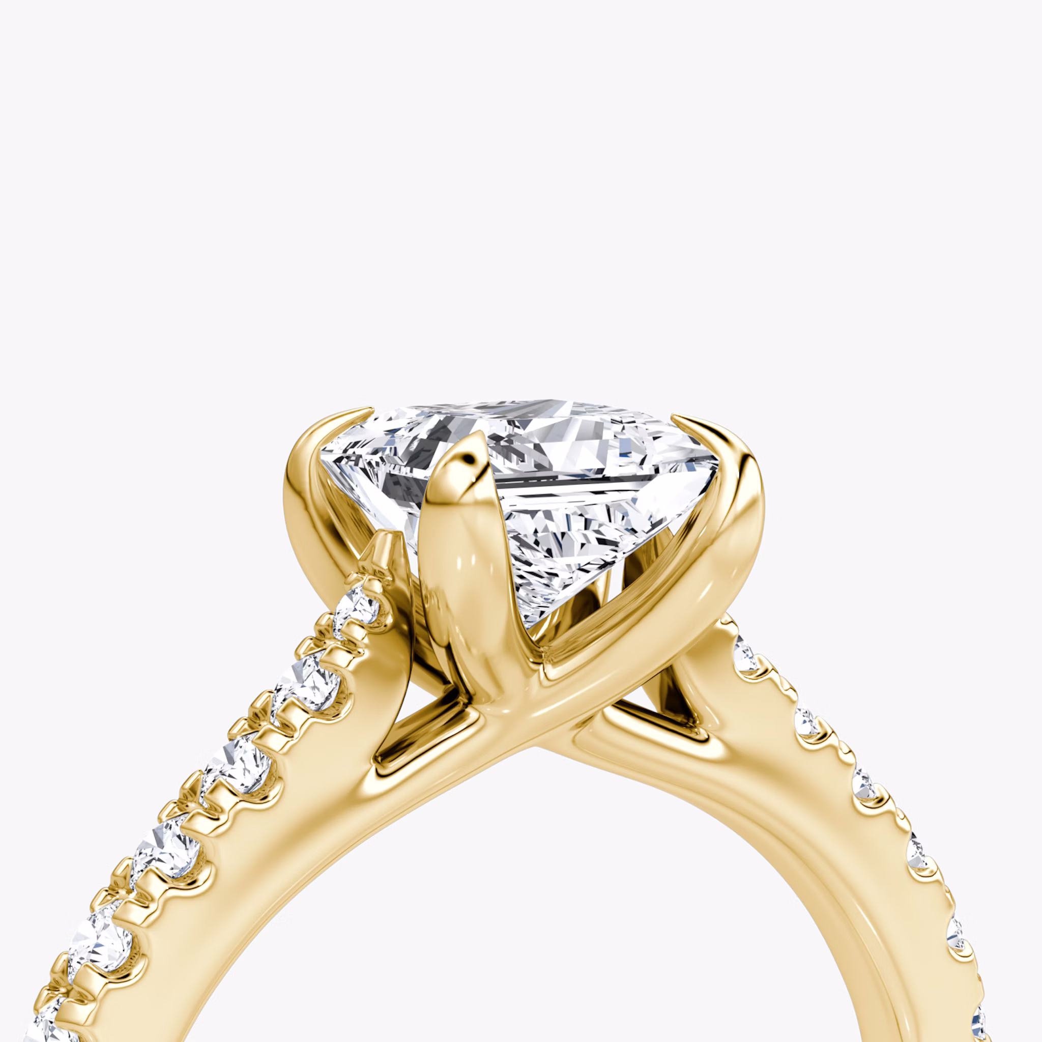 The Trellis Cathedral | Princess | 18k | Yellow Gold | bandAccent: Pavé | diamondOrientation: vertical | caratWeight: other