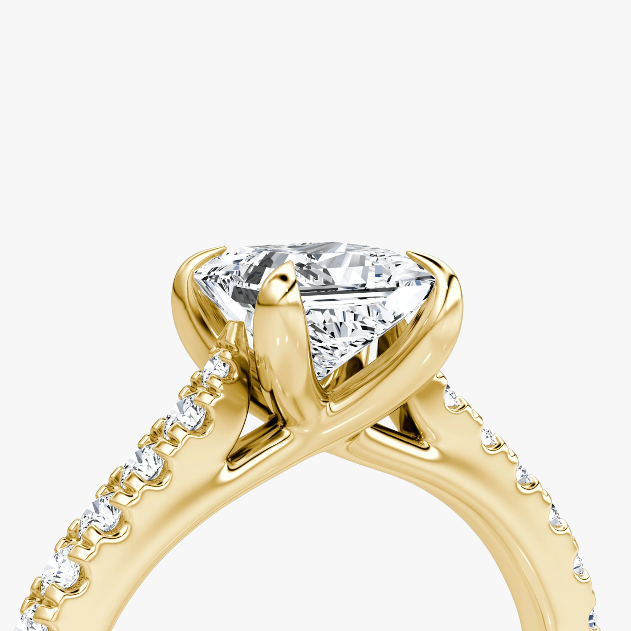 The Trellis Cathedral | Princess | 18k | Yellow Gold | bandAccent: Pavé | diamondOrientation: vertical | caratWeight: other