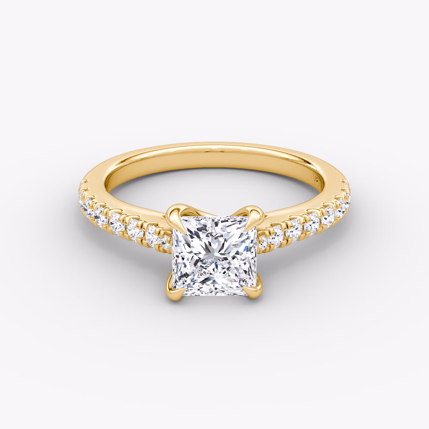 The Trellis Cathedral | Princess | 18k | Yellow Gold | bandAccent: Pavé | diamondOrientation: vertical | caratWeight: other