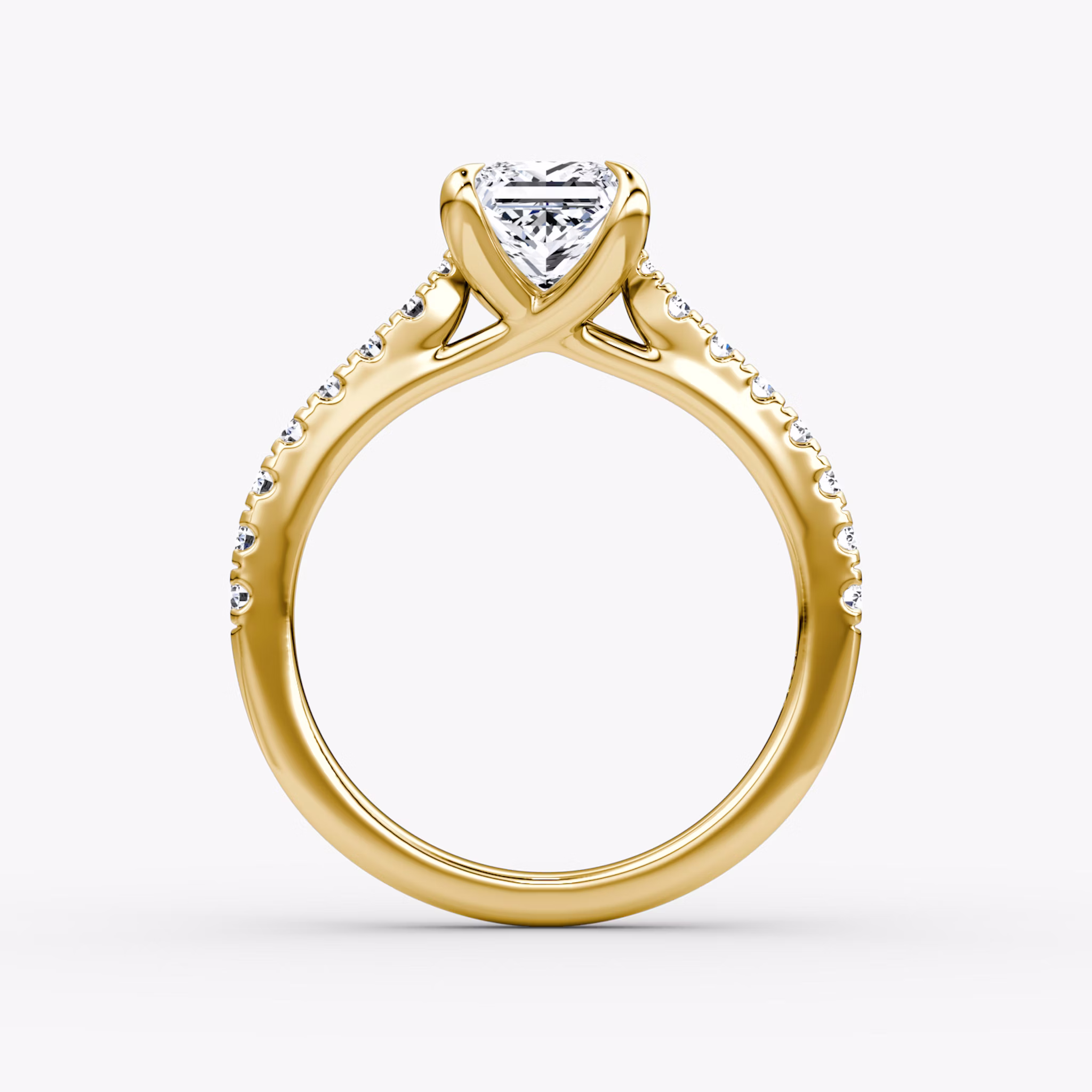 The Trellis Cathedral | Princess | 18k | Yellow Gold | bandAccent: Pavé | diamondOrientation: vertical | caratWeight: other