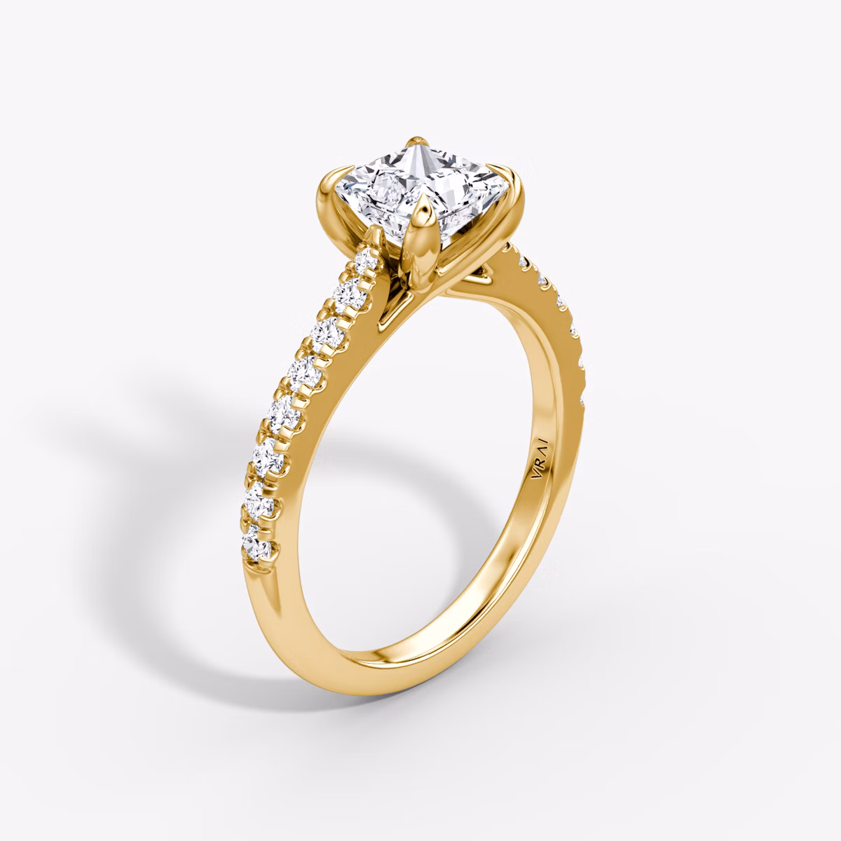 The Trellis Cathedral | Princess | 18k | Yellow Gold | bandAccent: Pavé | diamondOrientation: vertical | caratWeight: other