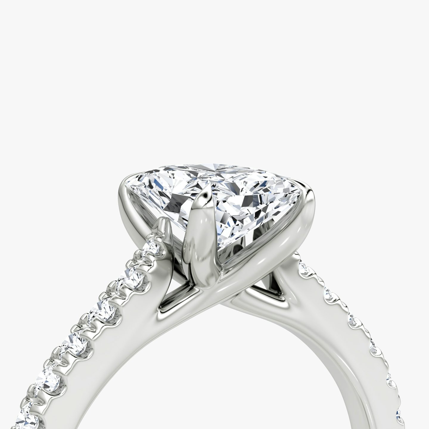 The Trellis Cathedral | Radiant | 18k | White Gold | bandAccent: Pavé | diamondOrientation: vertical | caratWeight: other