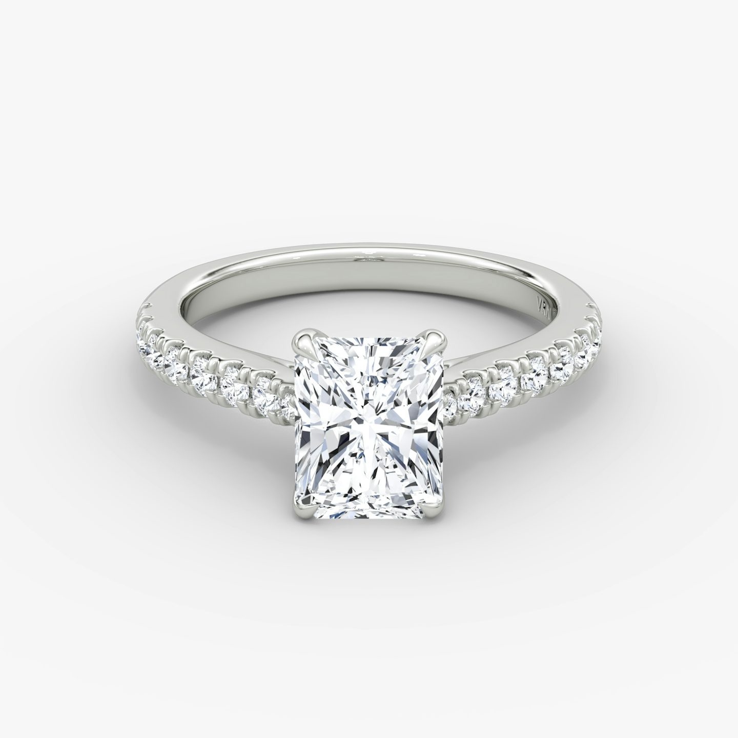 The Trellis Cathedral | Radiant | 18k | White Gold | bandAccent: Pavé | diamondOrientation: vertical | caratWeight: other