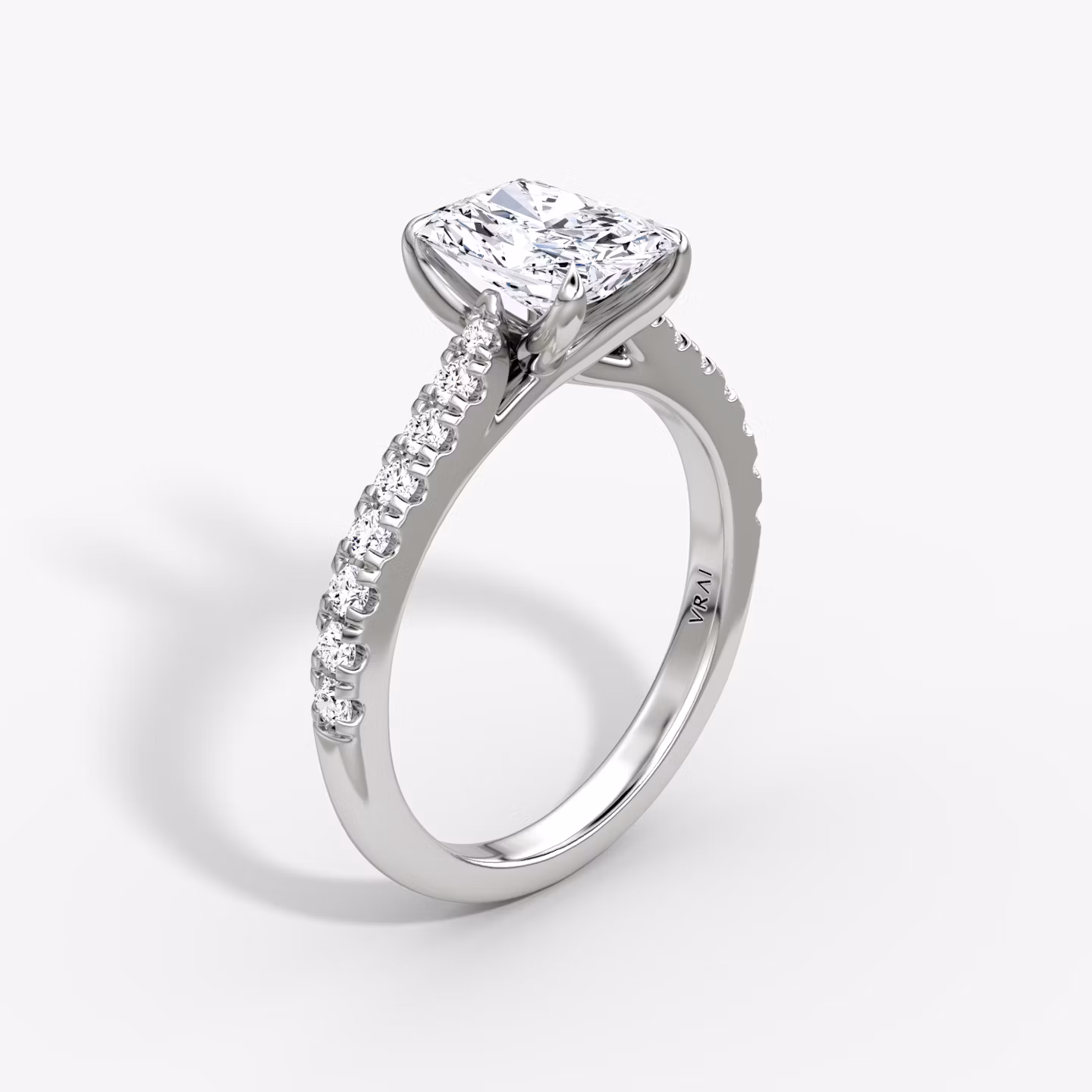 The Trellis Cathedral | Radiant | 18k | White Gold | bandAccent: Pavé | diamondOrientation: vertical | caratWeight: other
