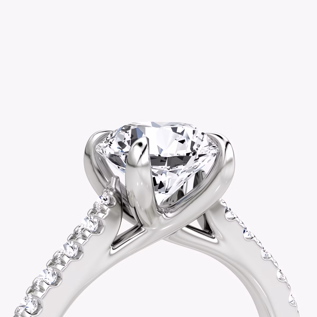 The Trellis Cathedral | Round Brilliant | Platinum | bandAccent: Pavé | caratWeight: other | diamondOrientation: vertical