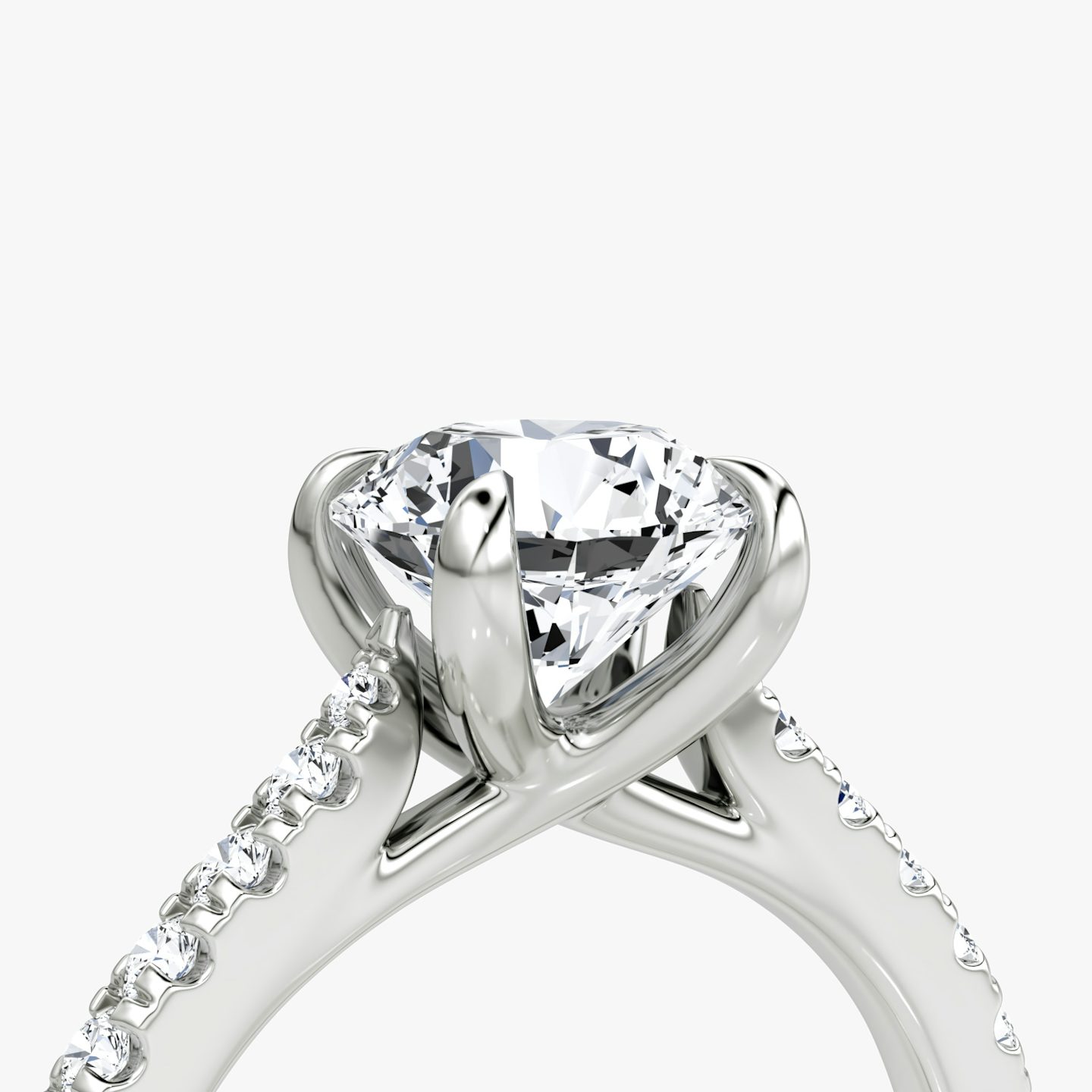 The Trellis Cathedral | Round Brilliant | Platinum | bandAccent: Pavé | caratWeight: 1.5ct | diamondOrientation: vertical