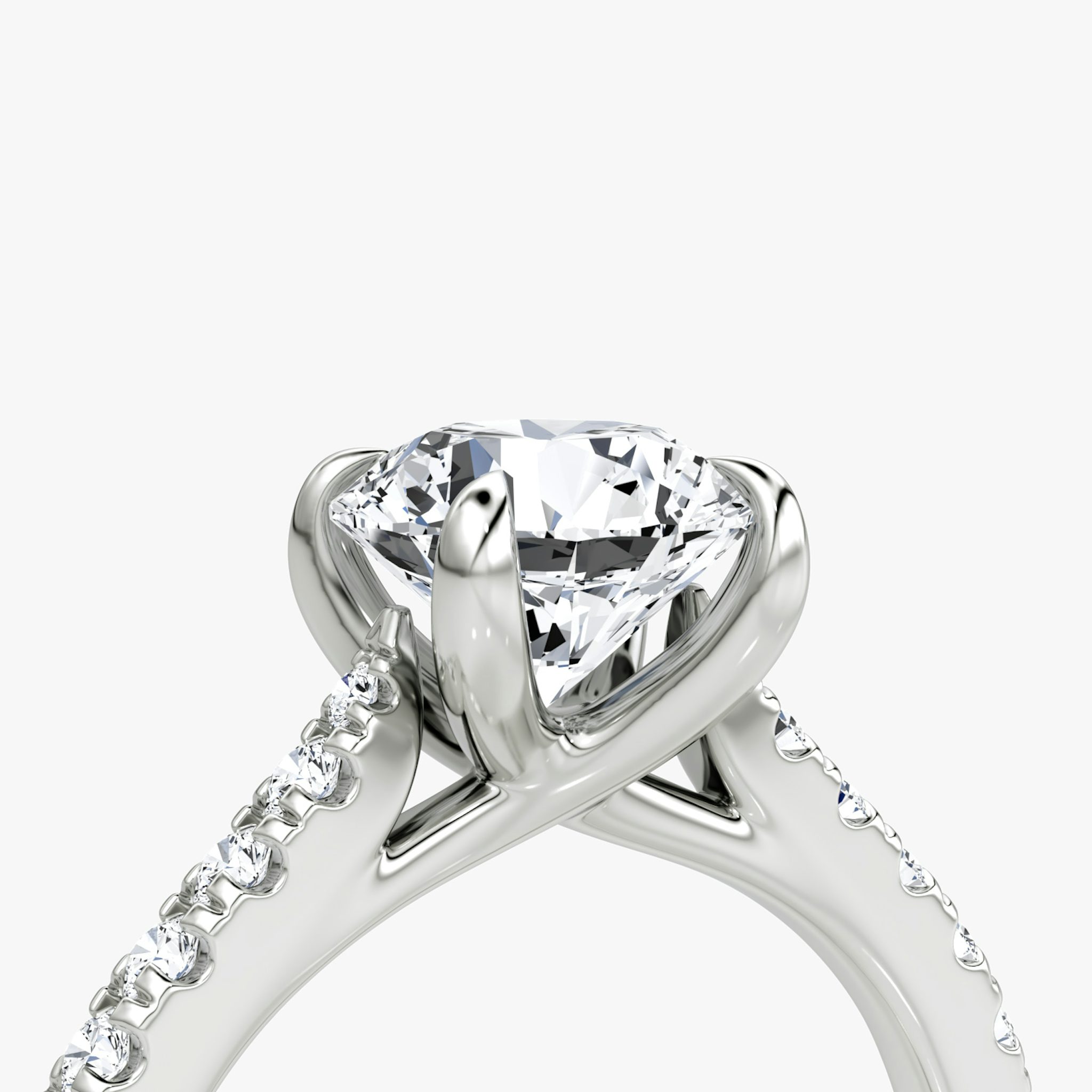 The Trellis Cathedral | Round Brilliant | 18k | White Gold | bandAccent: Pavé | caratWeight: other | diamondOrientation: vertical