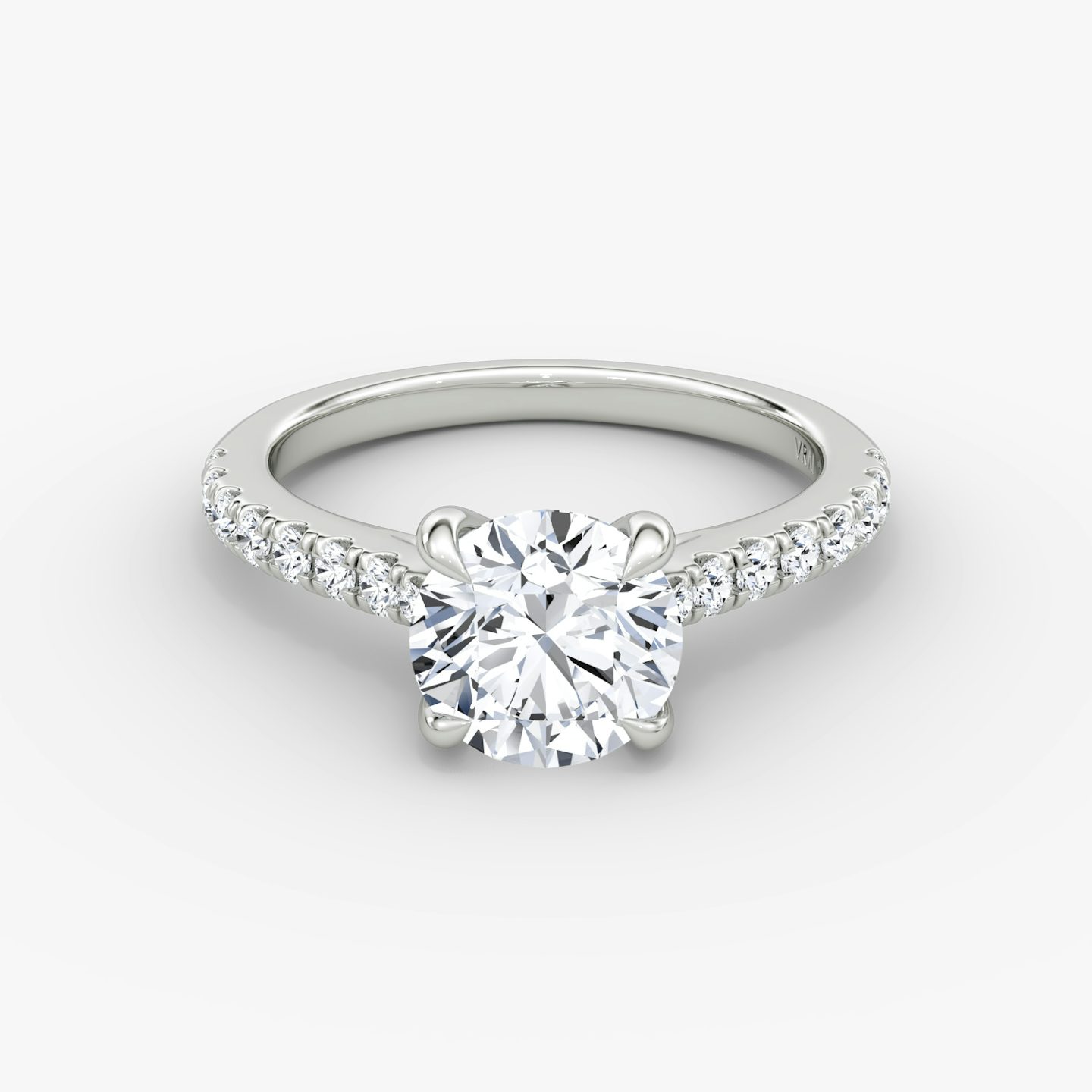 The Trellis Cathedral | Round Brilliant | Platinum | bandAccent: Pavé | caratWeight: 1.5ct | diamondOrientation: vertical