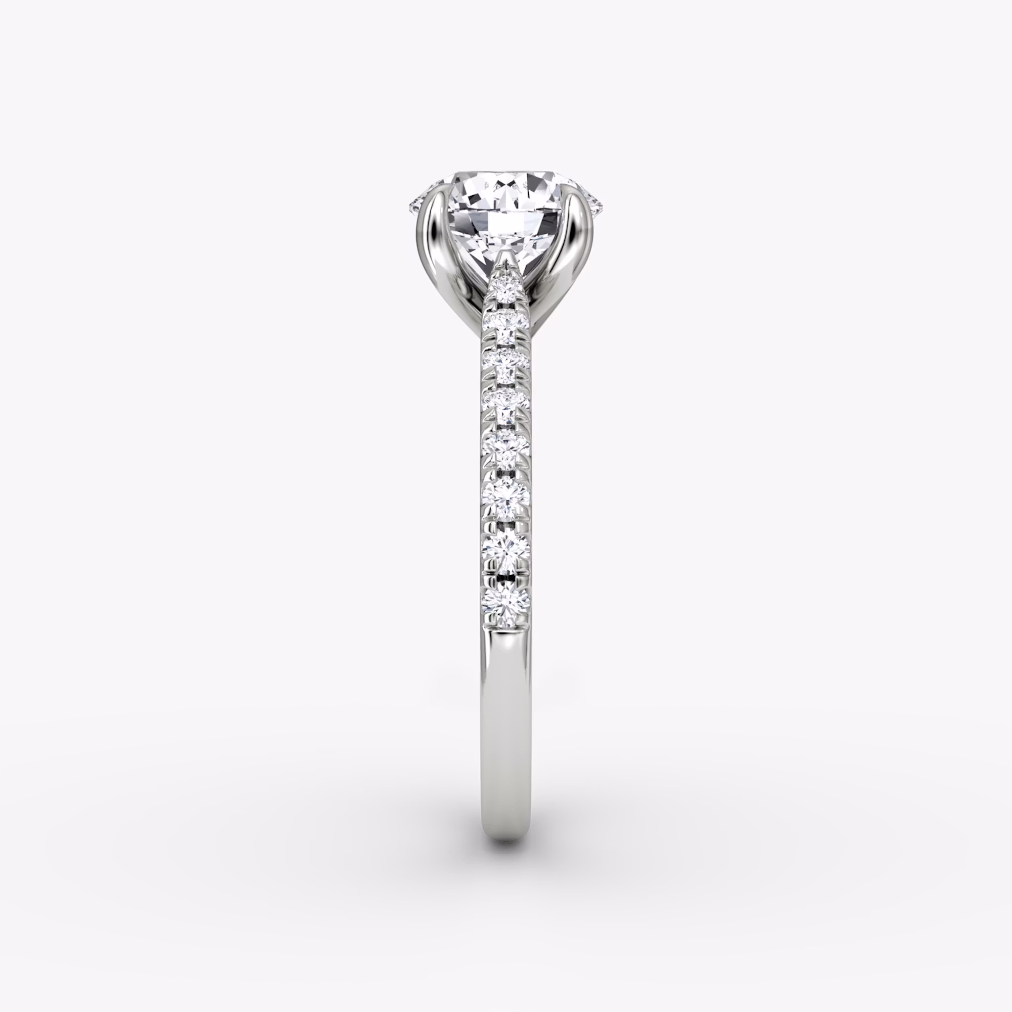 The Trellis Cathedral | Round Brilliant | 18k | White Gold | bandAccent: Pavé | caratWeight: other | diamondOrientation: vertical