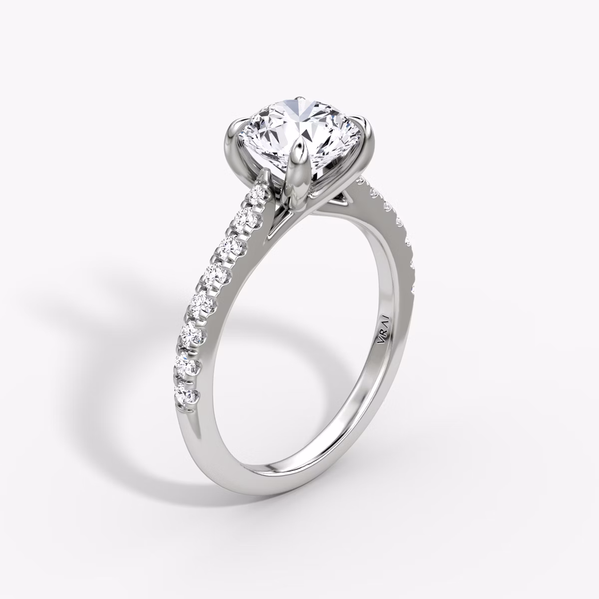 The Trellis Cathedral | Round Brilliant | Platinum | bandAccent: Pavé | caratWeight: other | diamondOrientation: vertical