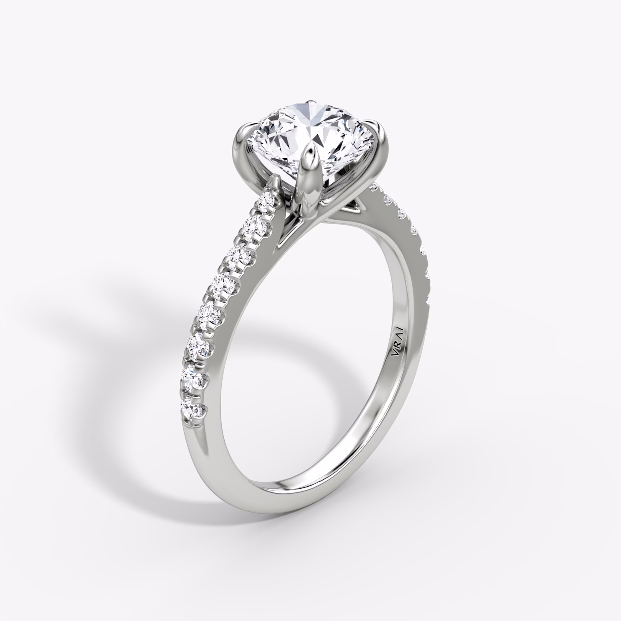 The Trellis Cathedral | Round Brilliant | 18k | White Gold | bandAccent: Pavé | caratWeight: other | diamondOrientation: vertical