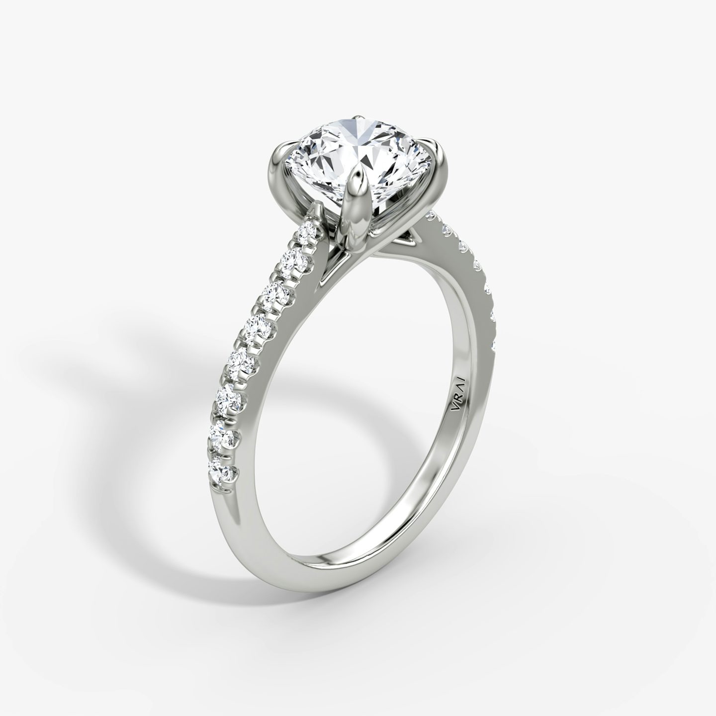 The Trellis Cathedral | Round Brilliant | Platinum | bandAccent: Pavé | caratWeight: 1.5ct | diamondOrientation: vertical