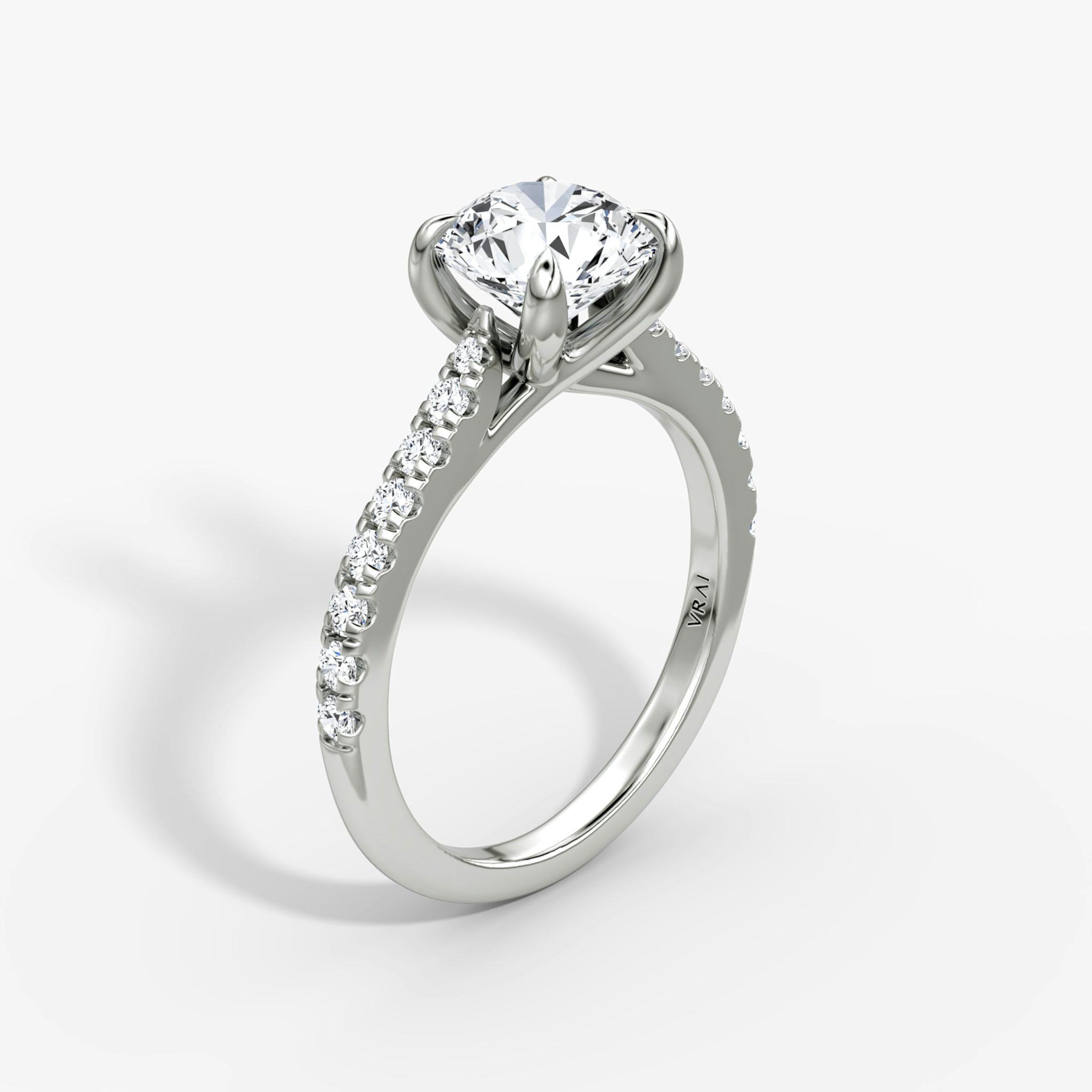 The Trellis Cathedral | Round Brilliant | 18k | White Gold | bandAccent: Pavé | caratWeight: other | diamondOrientation: vertical