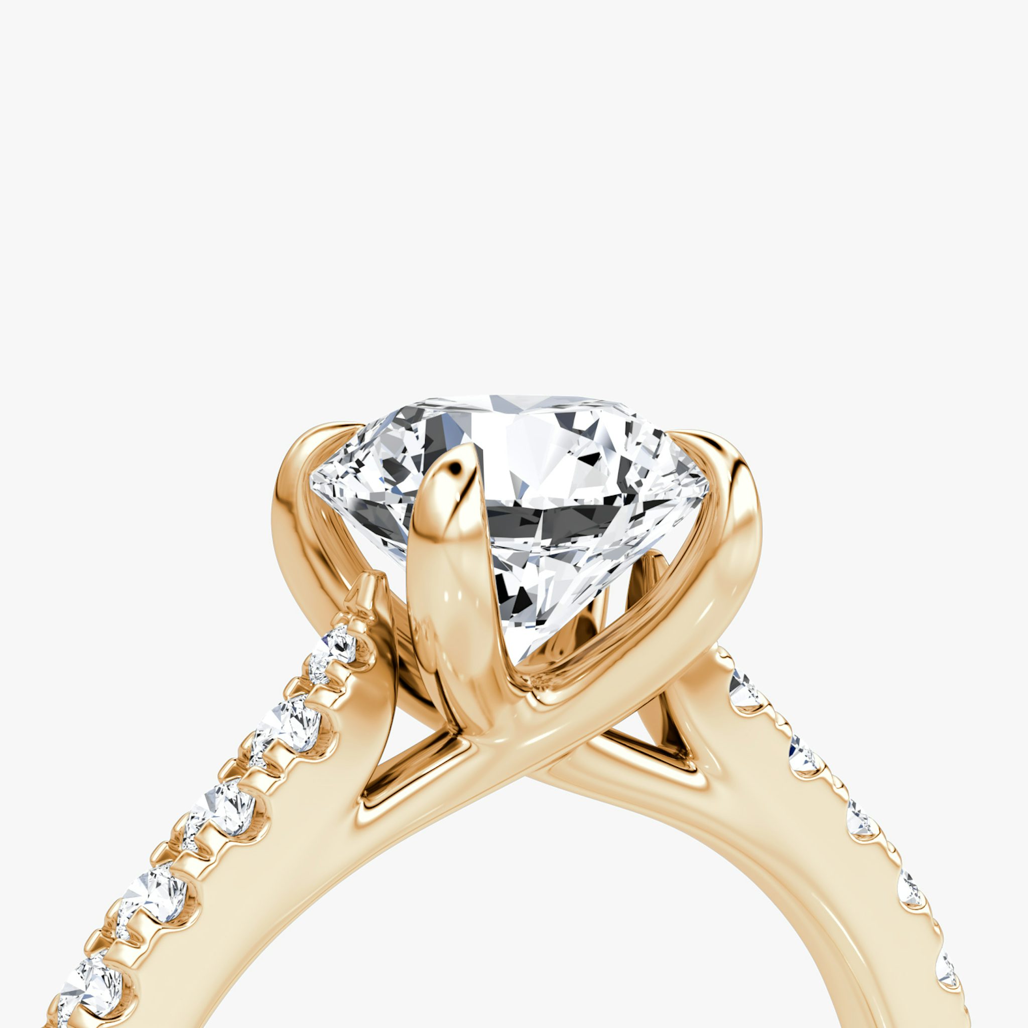 The Trellis Cathedral | Round Brilliant | 14k | Rose Gold | bandAccent: Pavé | caratWeight: other | diamondOrientation: vertical