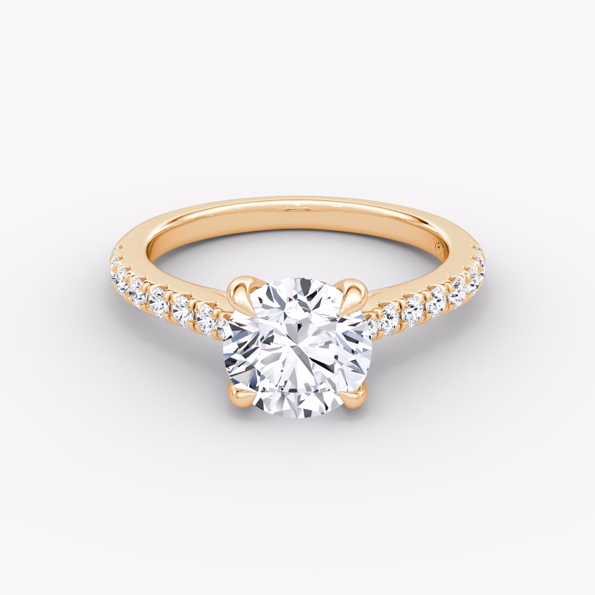 The Trellis Cathedral | Round Brilliant | 14k | Rose Gold | bandAccent: Pavé | caratWeight: other | diamondOrientation: vertical