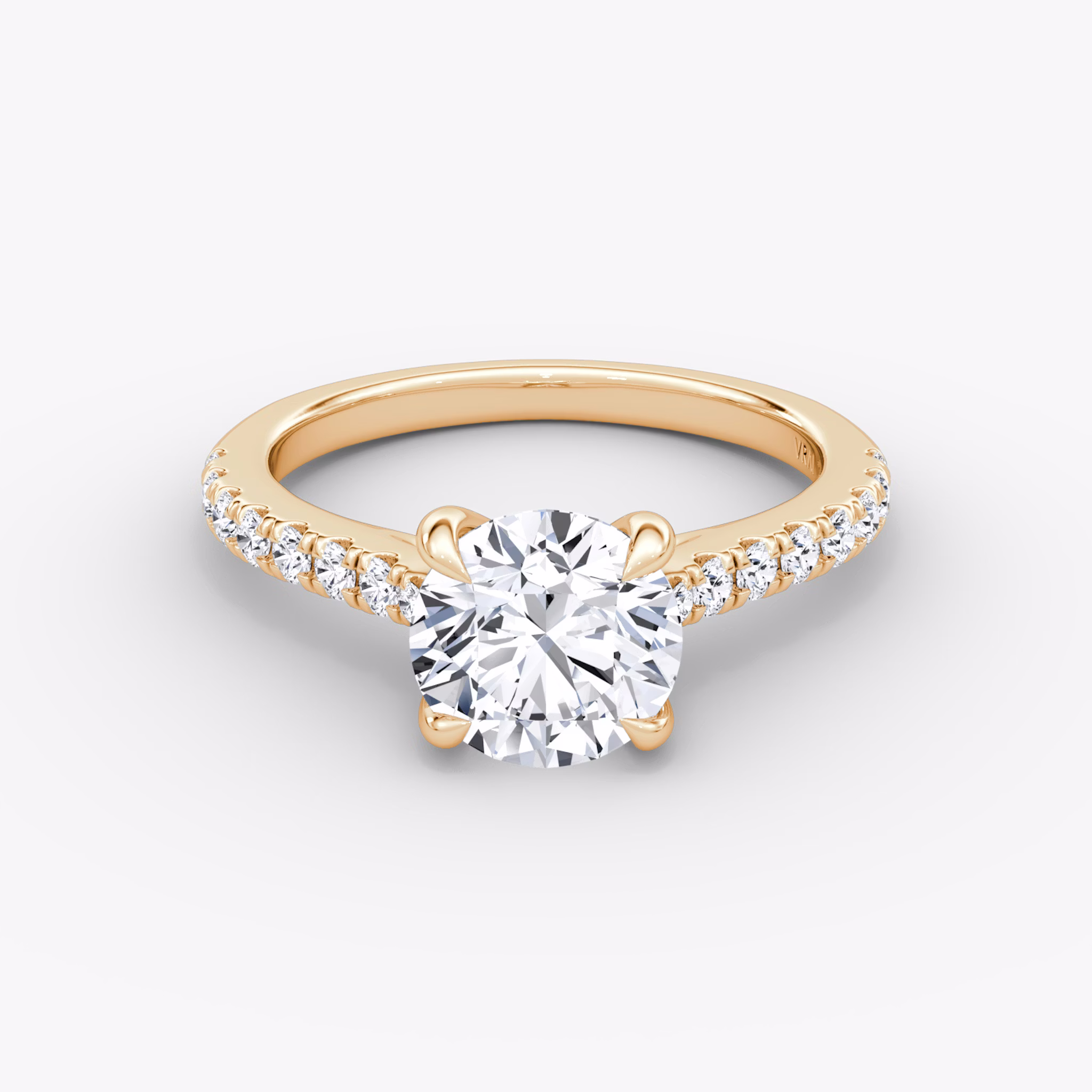 The Trellis Cathedral | Round Brilliant | 14k | Rose Gold | bandAccent: Pavé | caratWeight: other | diamondOrientation: vertical